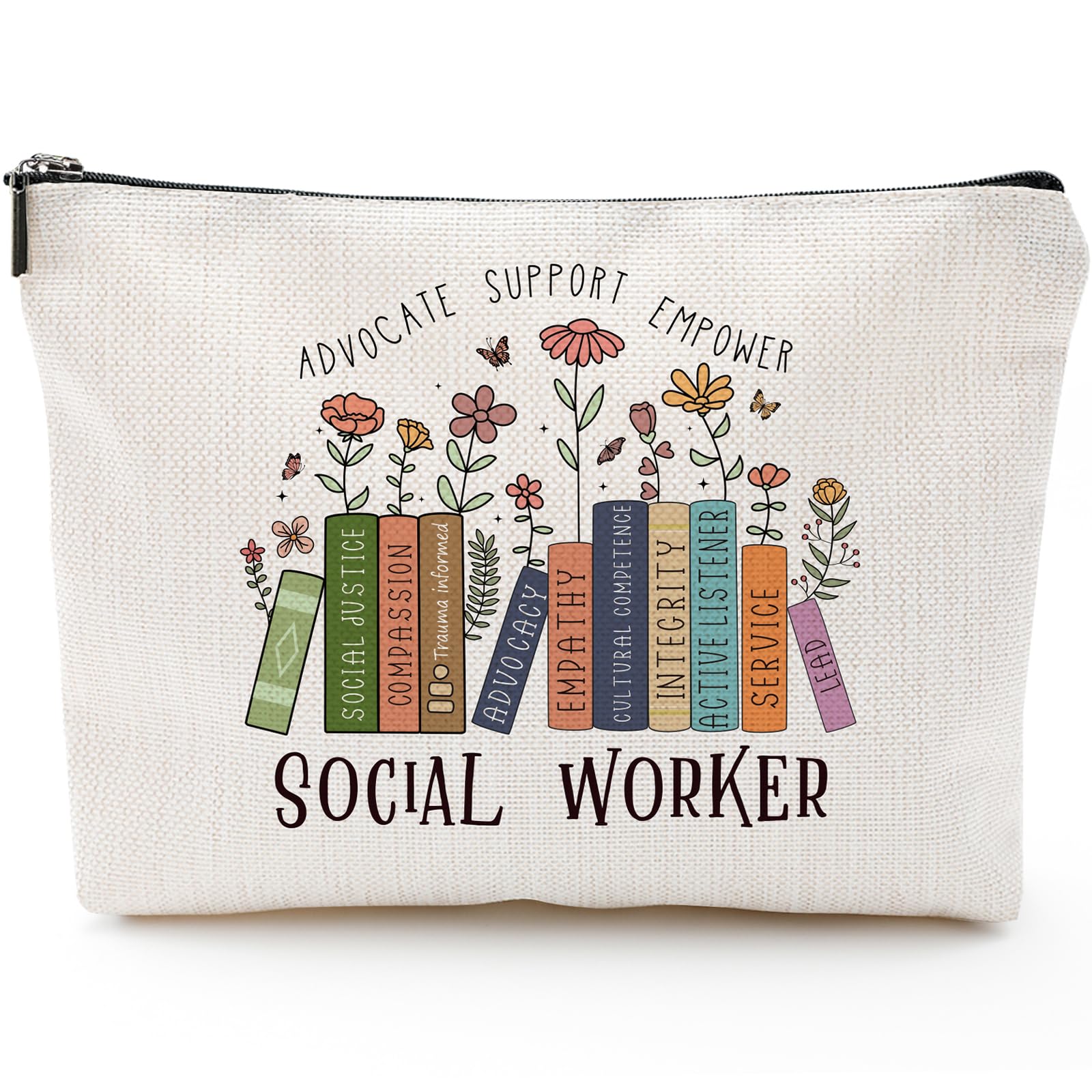 Social Worker Makeup Bags - Empower Gifts for Her, Advocate Support Makeup Cosmetic Bags