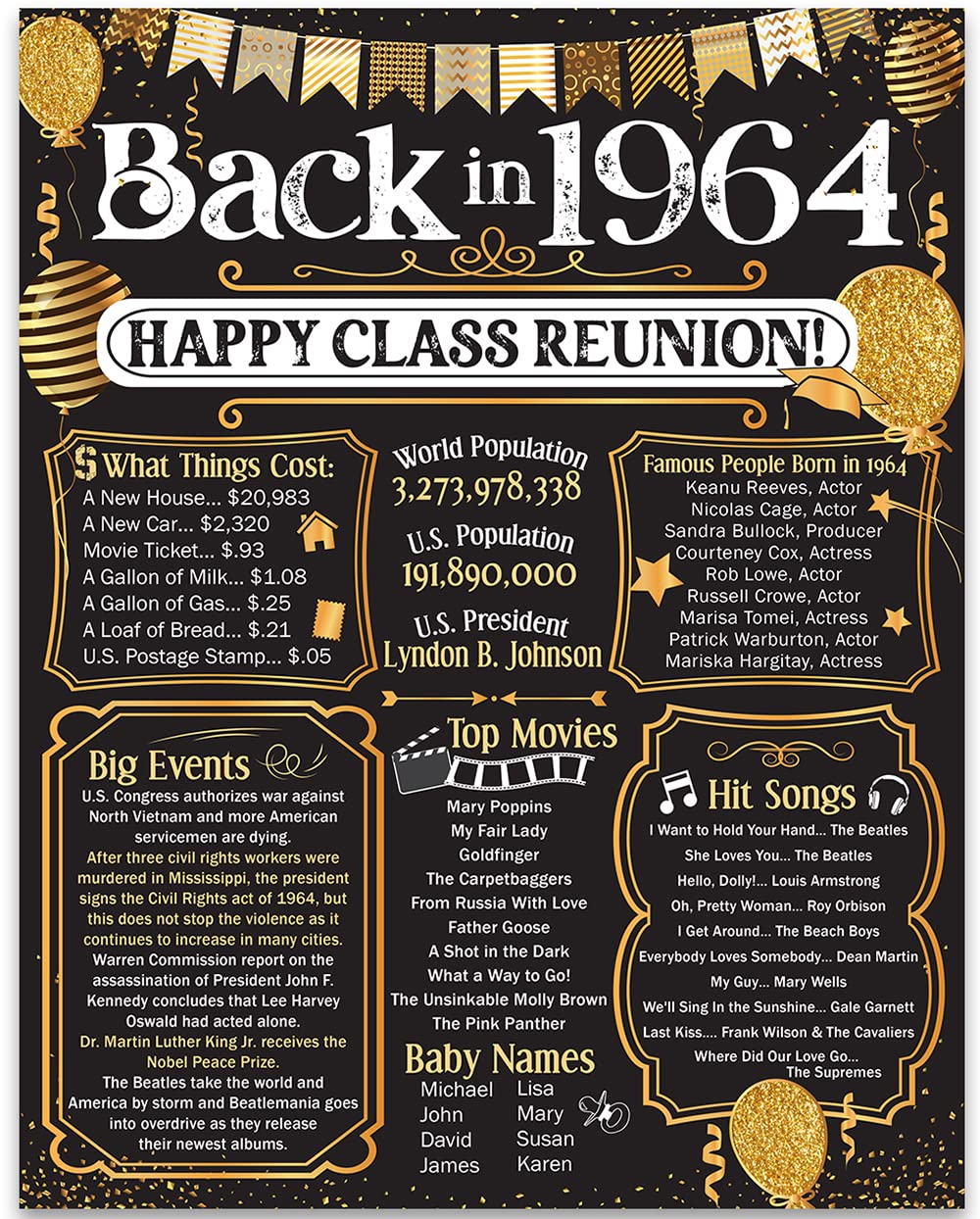 59th High School Reunion (Fiftynine) Decoration in Gold