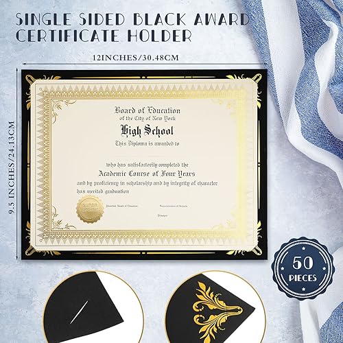 Miniatura 2 de Fainne El kit de 50 juegos de certificados incluye 50 soportes para certificados de 9.5 x 12 pulgadas, 50 papeles de tamaño carta, 50 piezas de