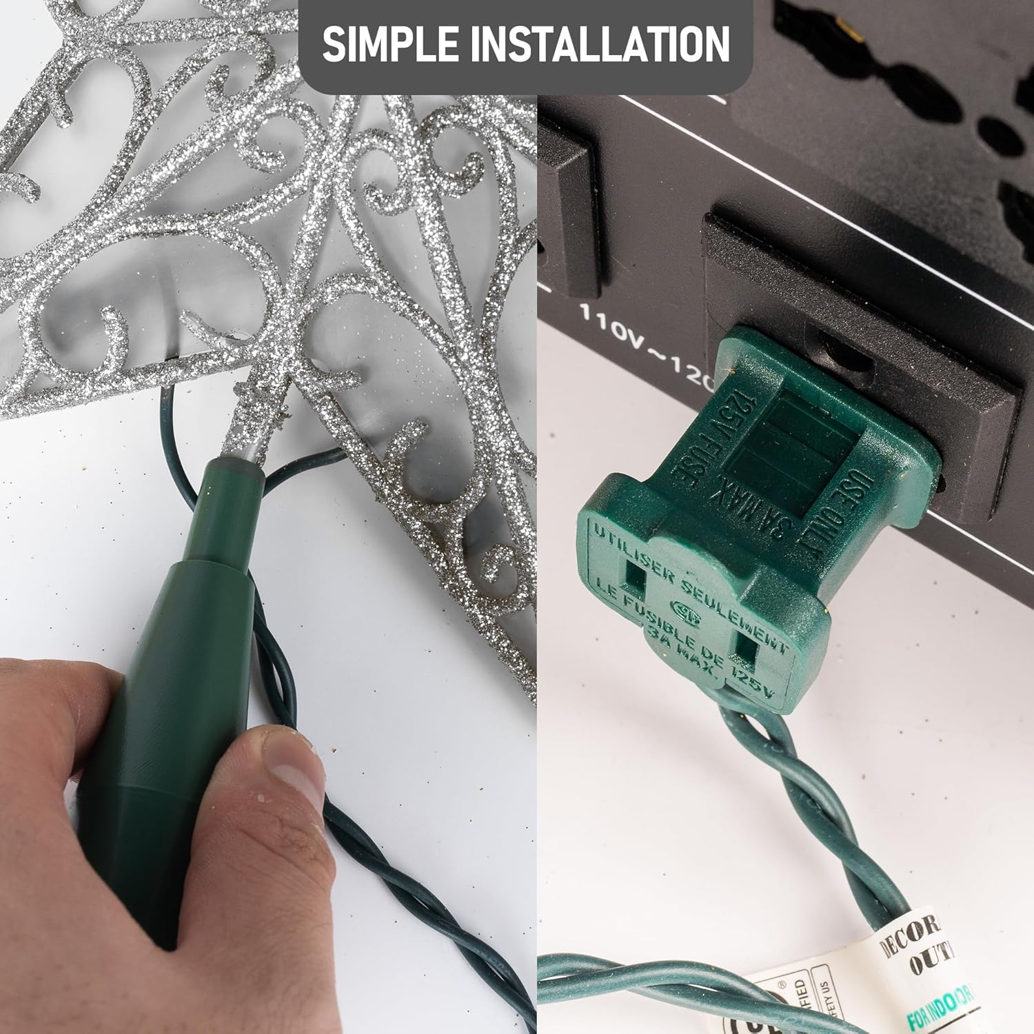 Dazzle Bright 11 Inch Star Tree Topper, Lighted Glitter Christmas Treetop with 10 Lights, Christmas Decorations for Xmas Tree Home Bar Shop (Silver) - Image 5