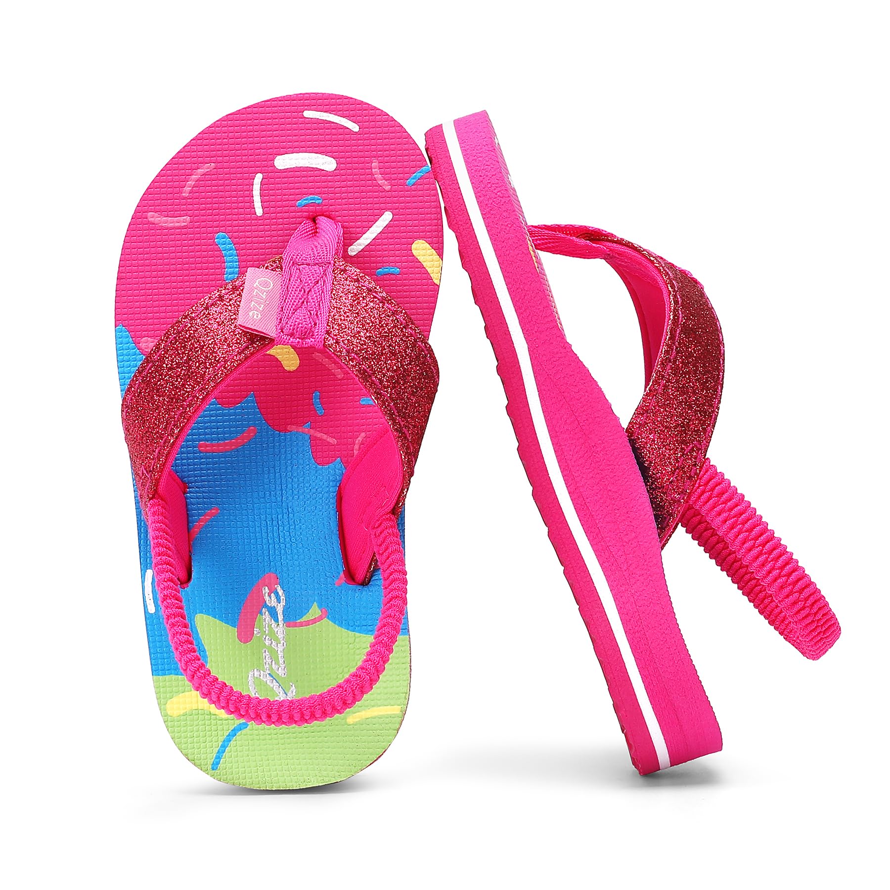 Kids Flip Flops with Adjustable Back Strap Glitter EVA Thong Sandals