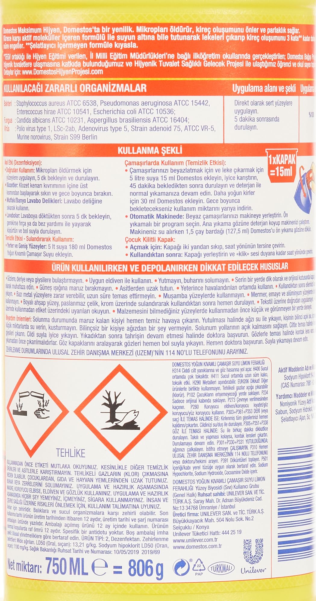 Amazon.com: Domestos Limon Ferahlığı Çamaşır Suyu, 750 Ml : Health & Household amazon-com-domestos-limon-ferahl-ama-r-suyu-750-ml-health-household