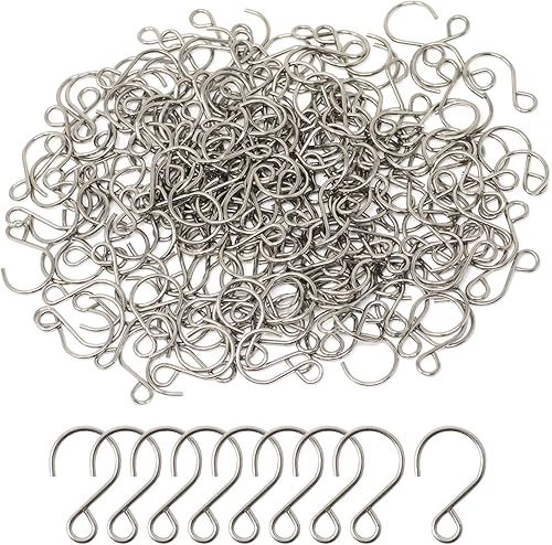 Honbay 200 ganchos en forma de S de acero inoxidable para adornos pequeños, ganchos de cortina de cuentas de cristal para atrapasoles, lámparas de