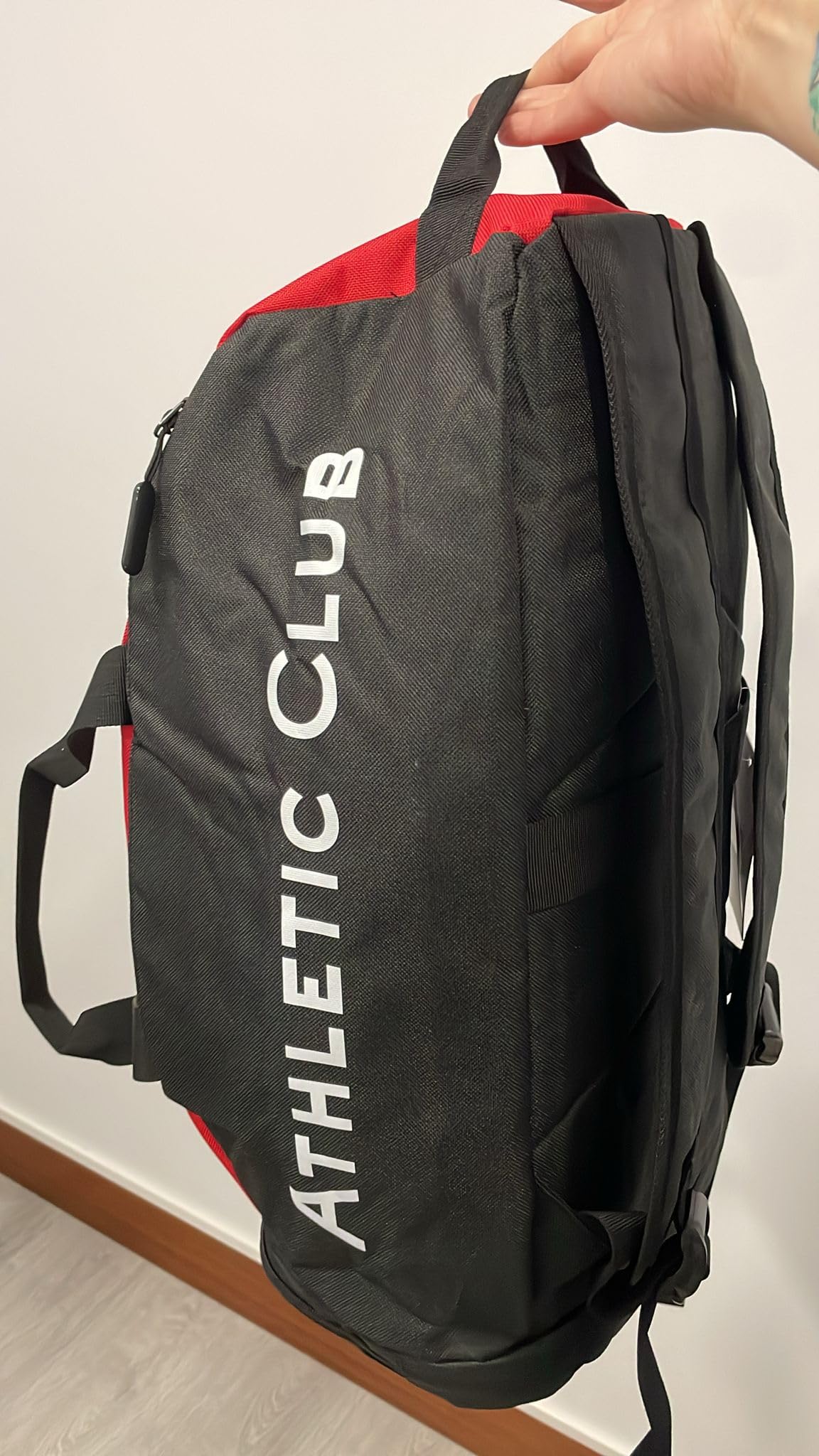 Athletic Club Mochila + Bolsa de Deporte 2 en 1, Negro con Rojo, 51 x 29 x 22 cm, Asas ocultas, Bolsillos Múltiples, Producto Oficial