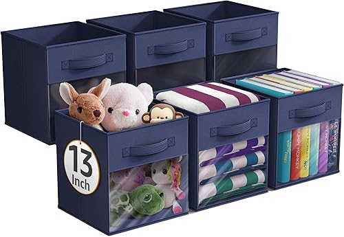 Miniatura 15 de Sorbus Contenedores de almacenamiento de 11 pulgadas con ventana transparente, 6 cestas plegables para organizar ropa, juguetes, libros, cubos de