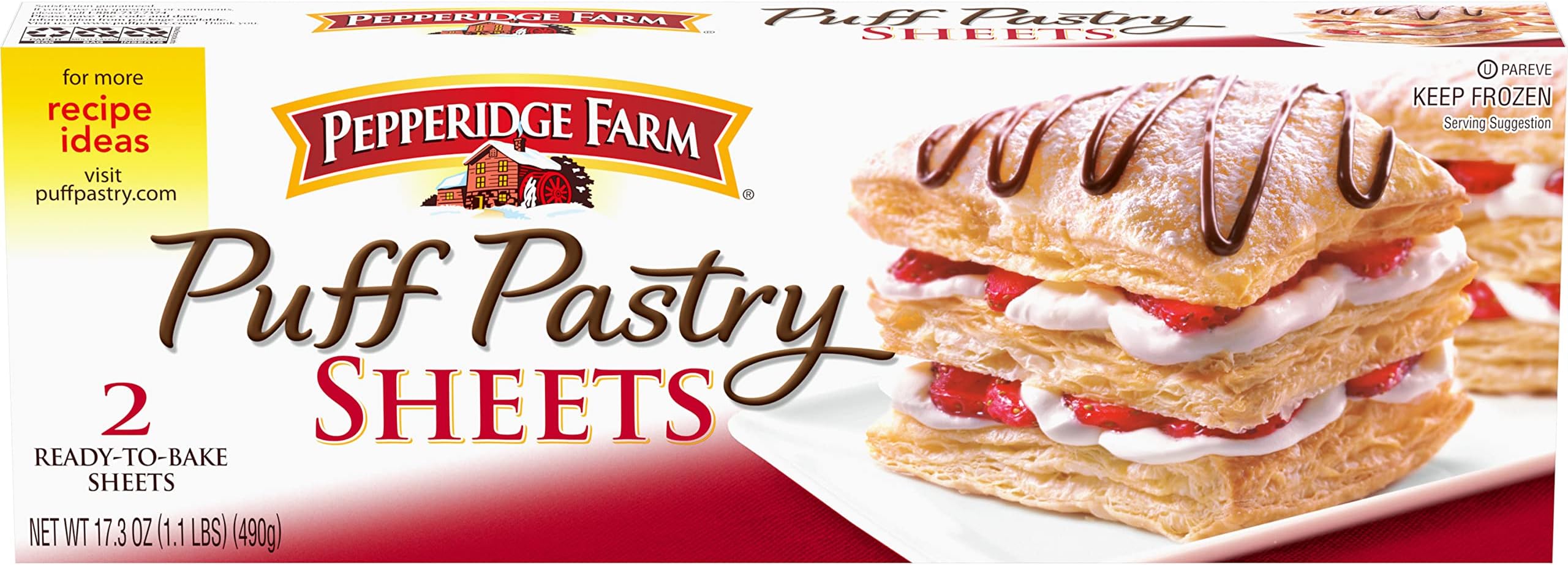 Pepperidge Farm Puff Pastry FrOzen Pastry Dough Sheets, 2-Count, 17.3 Oz. Box