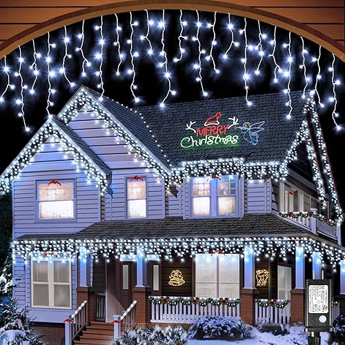 Luces de carámbano de Navidad para exteriores, 400 luces LED de 33 pies para exteriores, luces de carámbano con temporizador de 8 modos impermeables