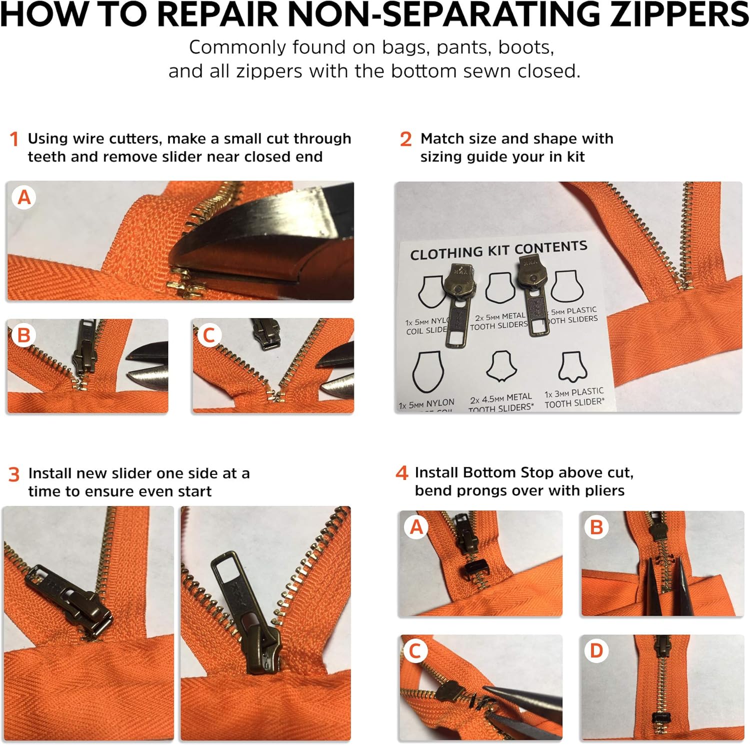 Zipper Rescue Zipper Repair Kits – The Original Zipper Repair Kit, Made in America Since 1993 (Moto) : Automotive