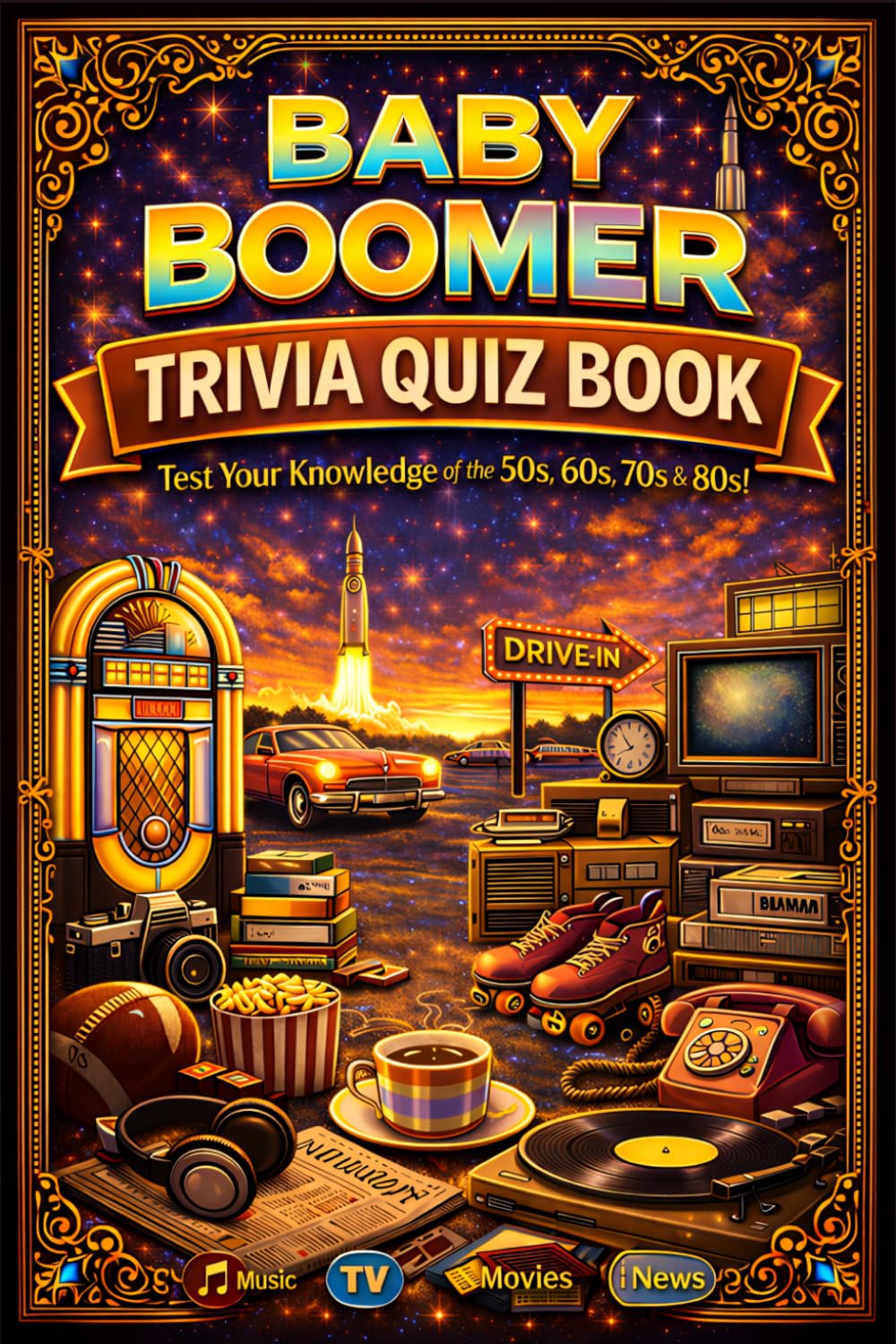 Baby Boomer Trivia Quiz Book: Test Your Knowledge of the 1950s 1960s 1970s and 1980s Featuring Music TV Movies and News Trivia