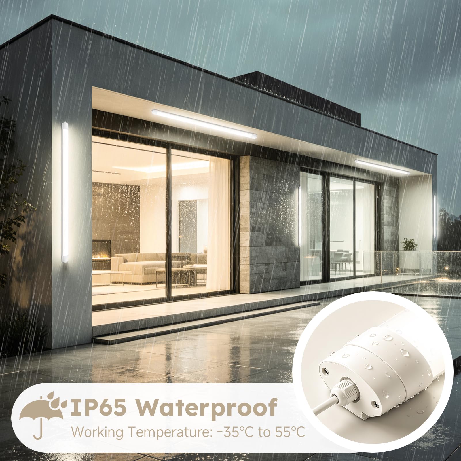 LED Feuchtraumleuchte 120CM 40W 4400LM Verlinkbar Feuchtraumlampe 4500K, IP65 Wasserdicht Kellerleuchte, LED Werkstatt Deckenleuchte für Keller, Garage, Lager, Büro 8 Stück