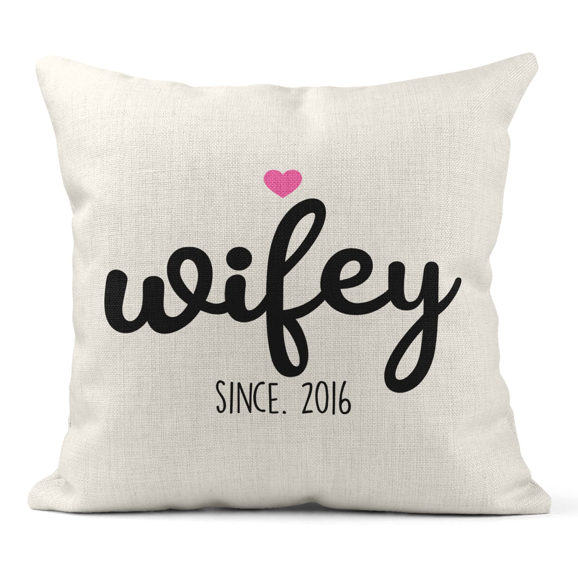 Print Maniacs Wifey Personalised Pillow Valentines Gift Anniversary Wedding Husband Wife Established Canvas With Insert Hubby Wife (Wifey)
