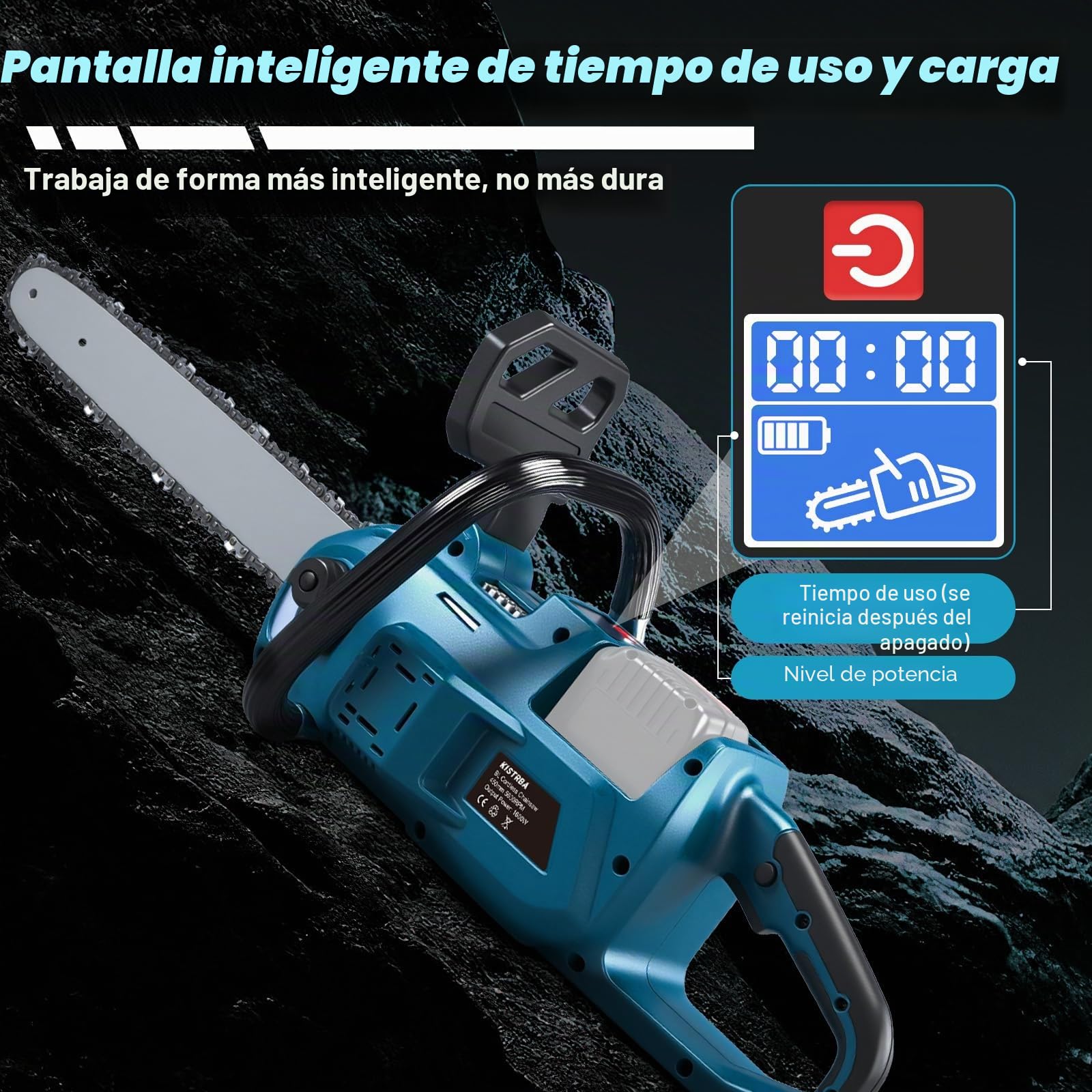 Motosierra con batería de 18 pulgadas para Makita 40 V batería (sin batería), 1600 W sin escobillas, con lubricación automática de cadena y pantalla LCD, para madera, tijeras de podar
