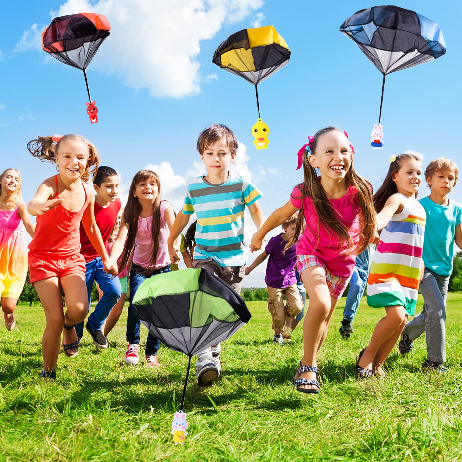 Paquete de 6 juguetes de paracaídas para exteriores, juguetes voladores para niños y niñas, cesta de Pascua, regalos 5