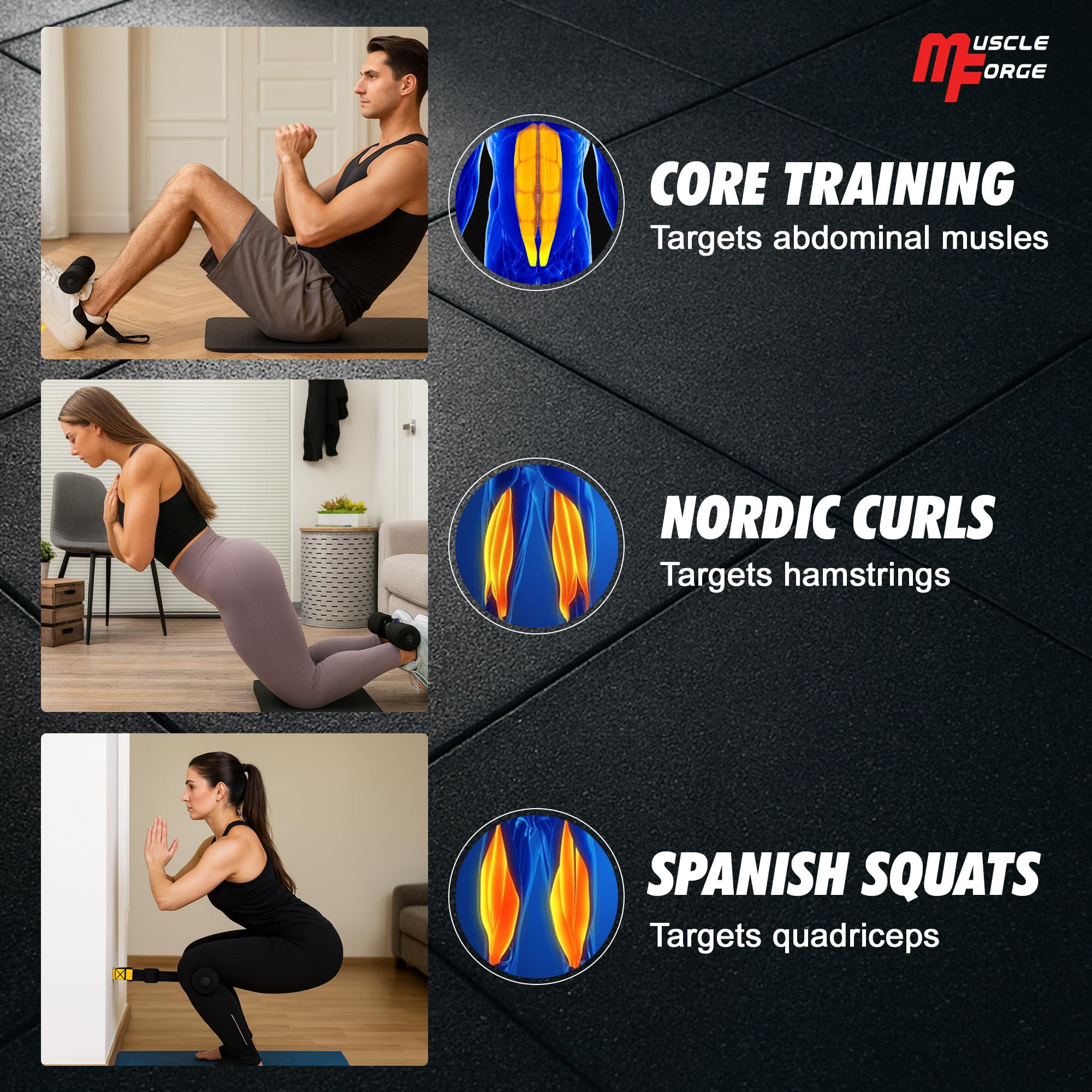 Nordic Curl Strap – Cinghia Regolabile Con Gancio Porta Per Esercizi a Terra – Allenamento Femorali, Addominali – Ancoraggio Stabile, Regolazione Rapida – Fino a 180 Kg, Schiuma Protettiva