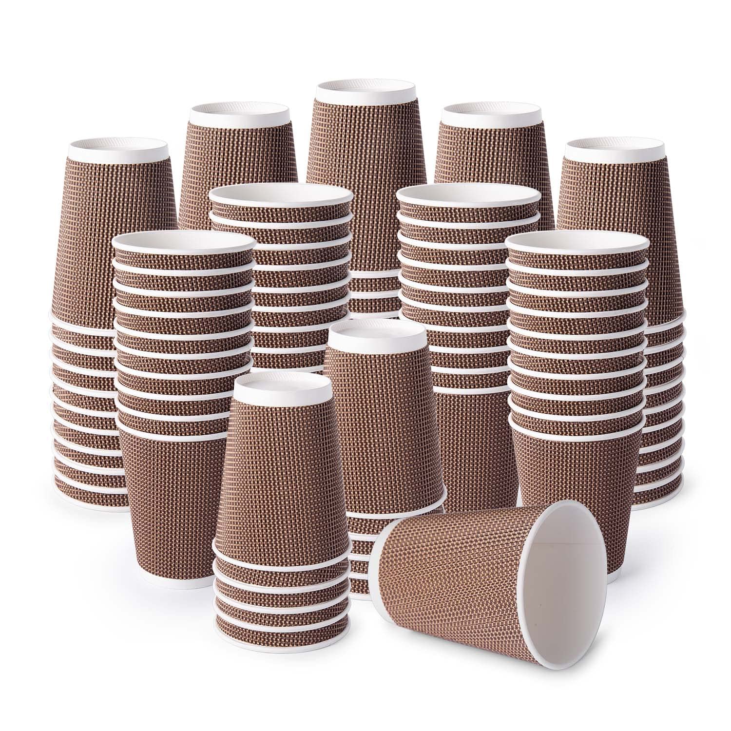 JOYCODE [12OZ 920(120)(150)(400) SETS Brown Disposable Premium Insulated Paper Ripple Hot Coffee Paper Cups(Only Cups)