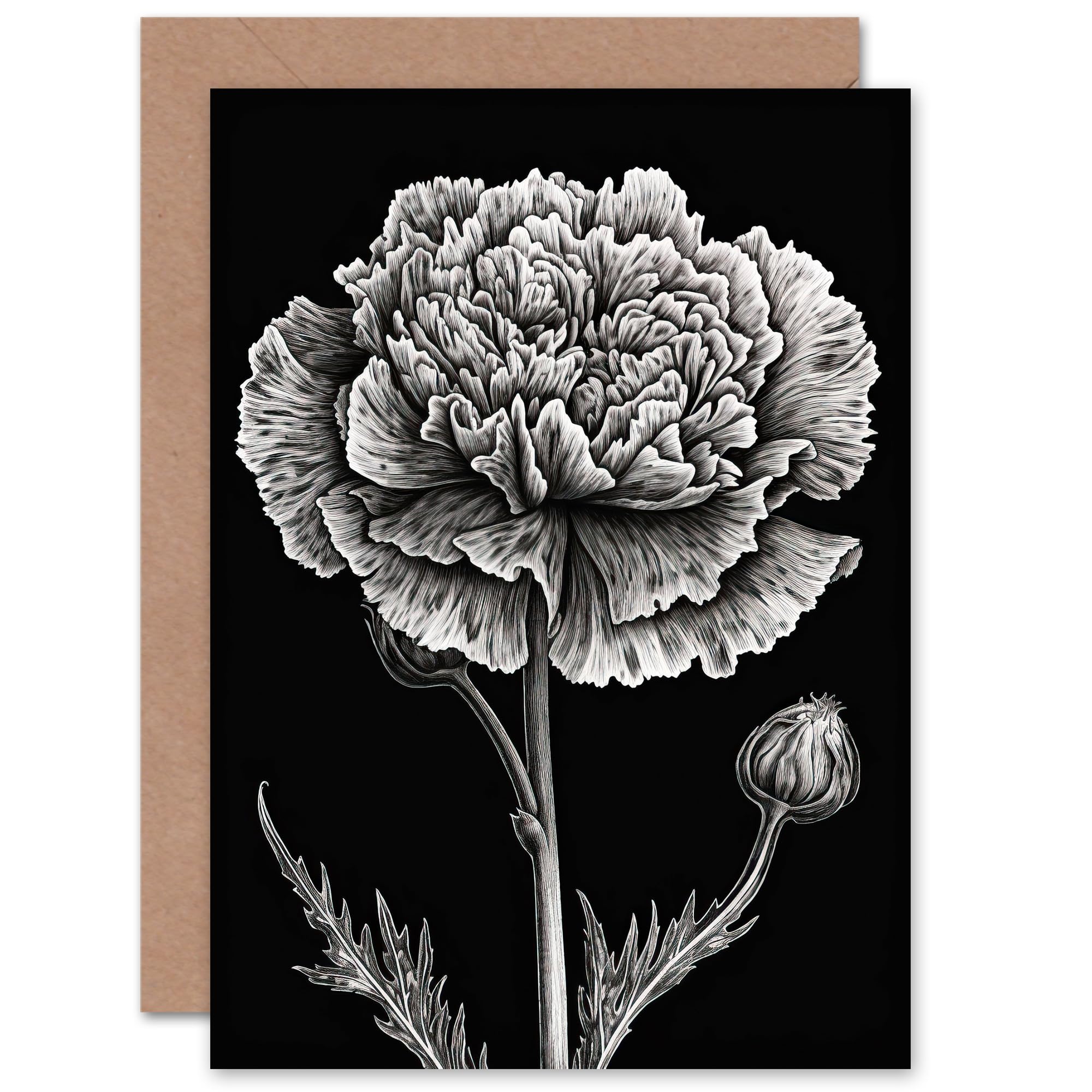 Artery8 Carnation Flower Bloom Lover for Wife Her Mum Sister Daughter Mom Gran Nan Birthday Thank You Valentines Day Blank Art Greeting Card