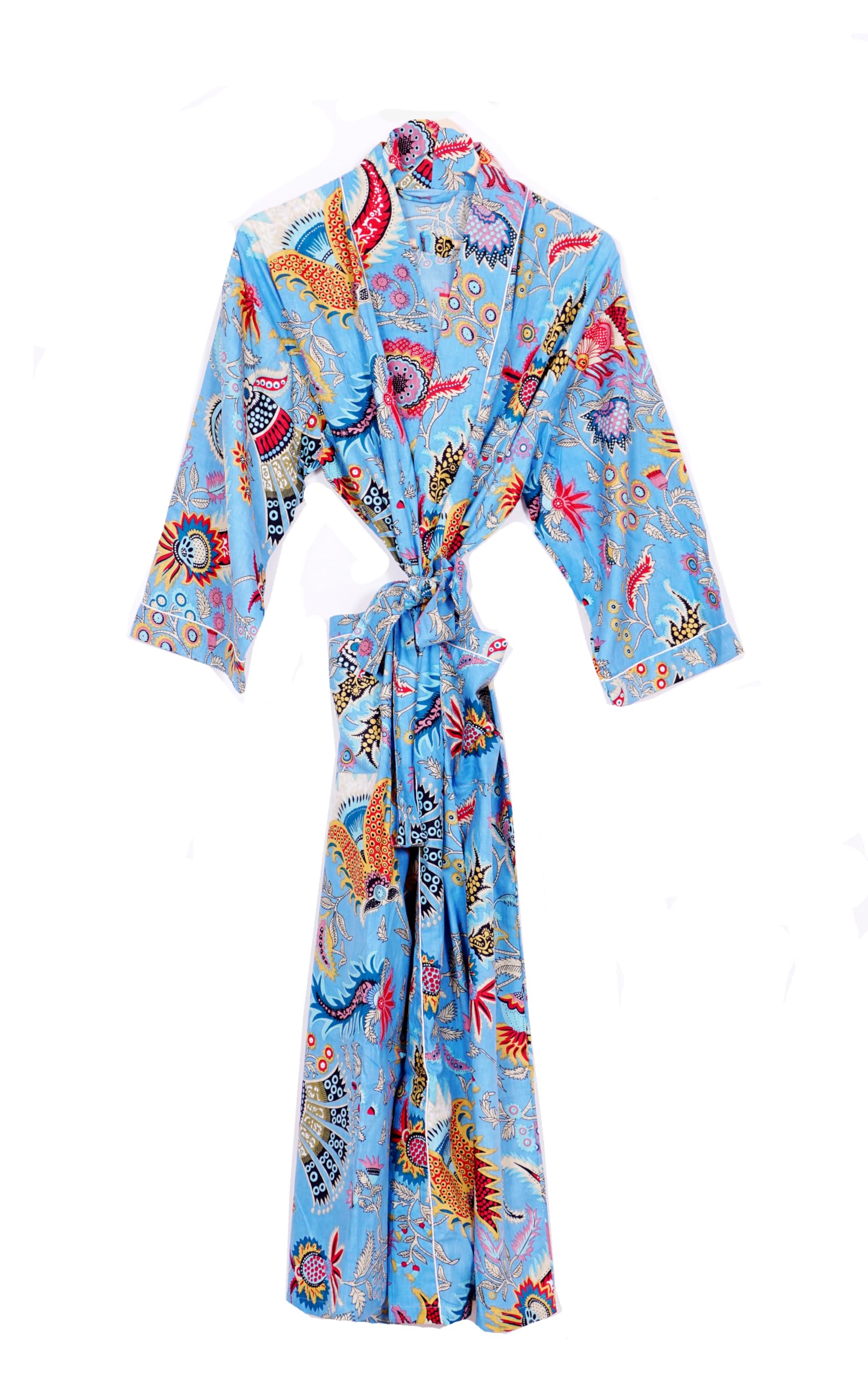 Pure 100% Cotton Robe For Womens Bathrobe Dressing Gown Long sleepwear Free Size Kimono