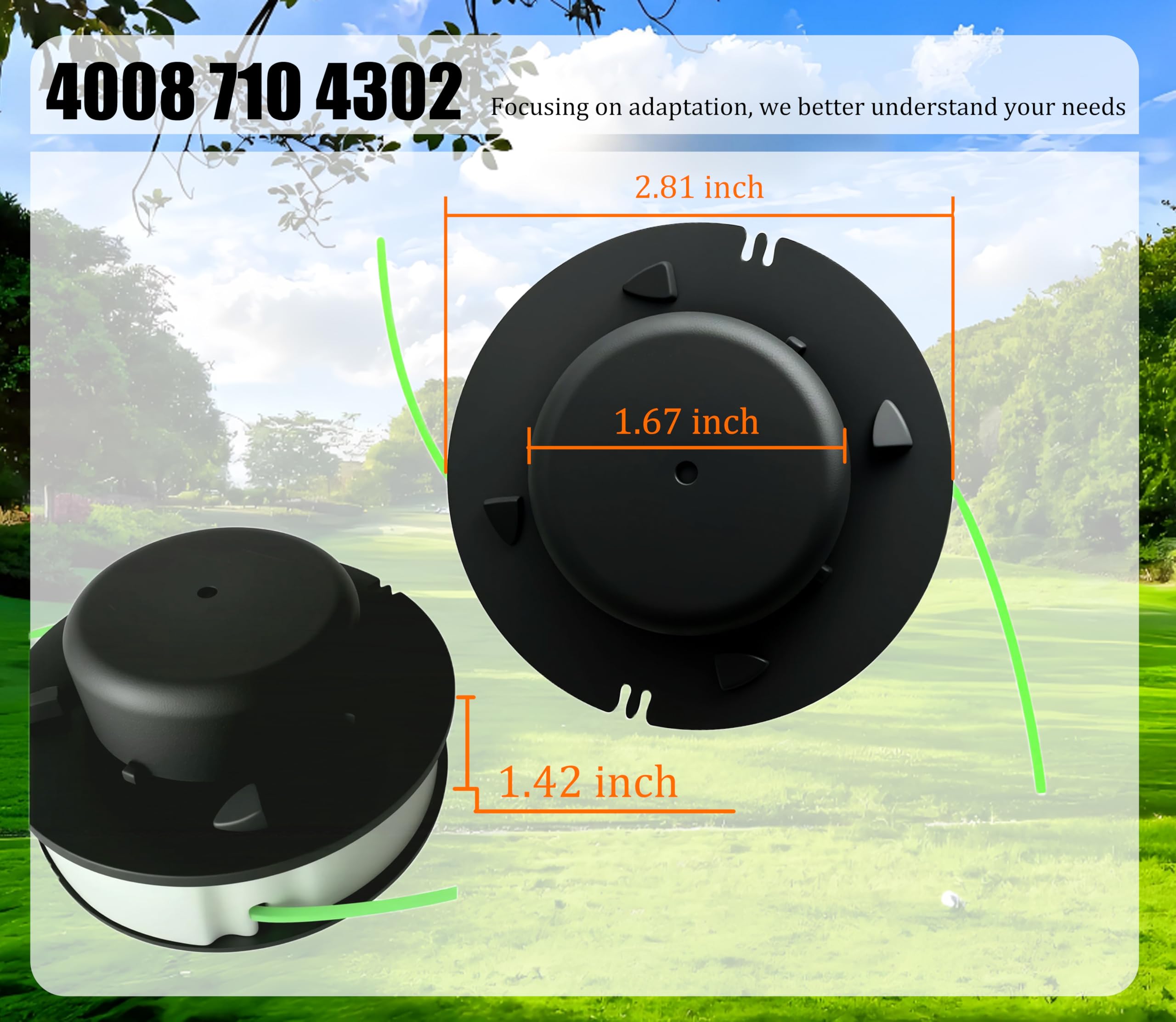 Confezione da 4 bobine di ricambio 4008 710 4302 compatibili con stihl FS56 Trim The Head Automatic Outgoing line 2-2 Strike The Grass Head 2-2 bobine