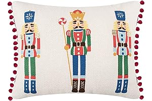 Levtex Home Nutcracker Decorative Plush Pillow with MultiColored Pom Poms (14x18in)