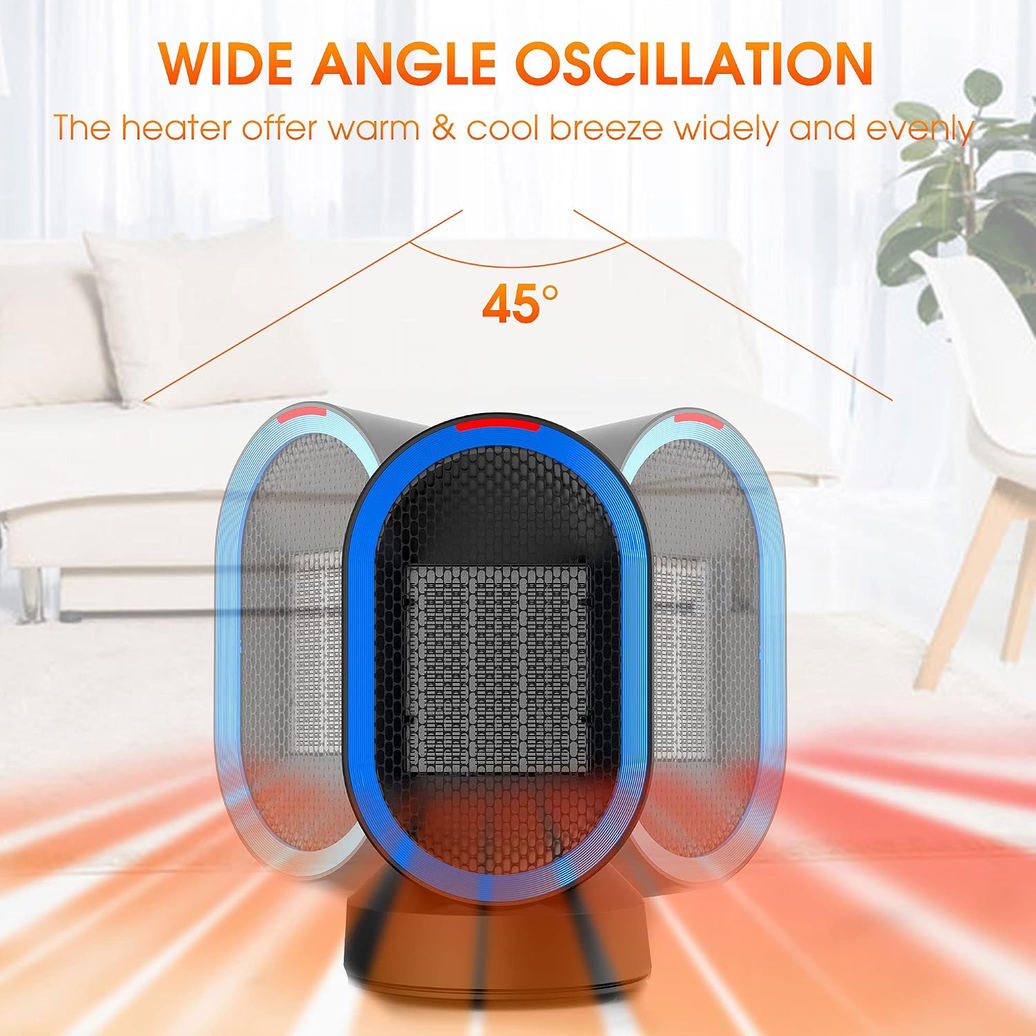 Space Heater Kioudl by Nessbase Electric Mini Space Heater Portable Desk Fan Heater Oscillation Personal Air Heater with Over-Heat Protection and Tip-Over Protection for Bedroom, Office, Home and Indoor Use