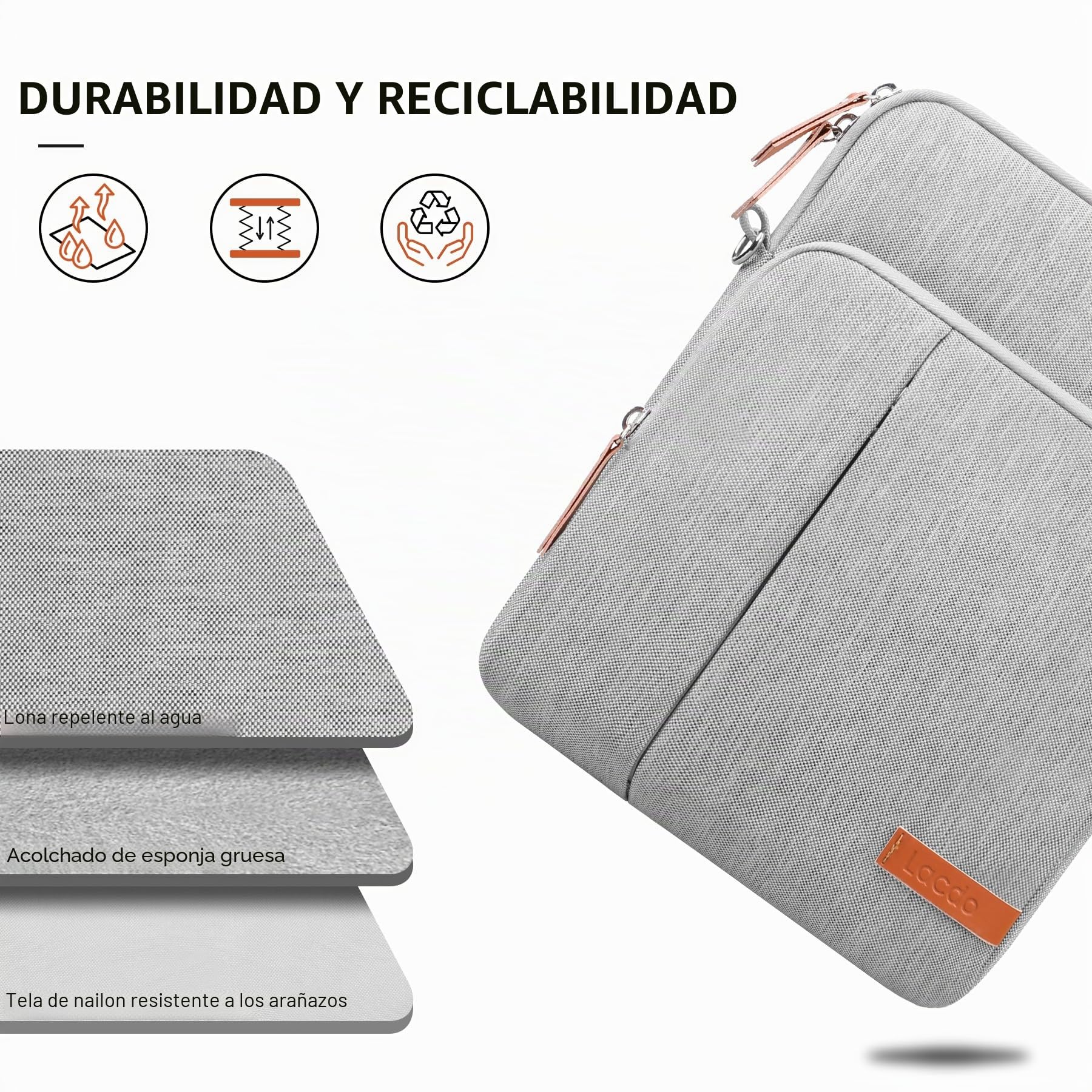 Lacdo Bolsa de Funda para Tableta para 11" iPad A16 2025, 11" iPad Air M4 M3 M2 2026-2024, 11" iPad Pro M5 M4, 10.9" 10.2" iPad, 10.9" iPad Air, 10.5" iPad Pro, iPad Air 3 2, Galaxy Tab A9+, Gris