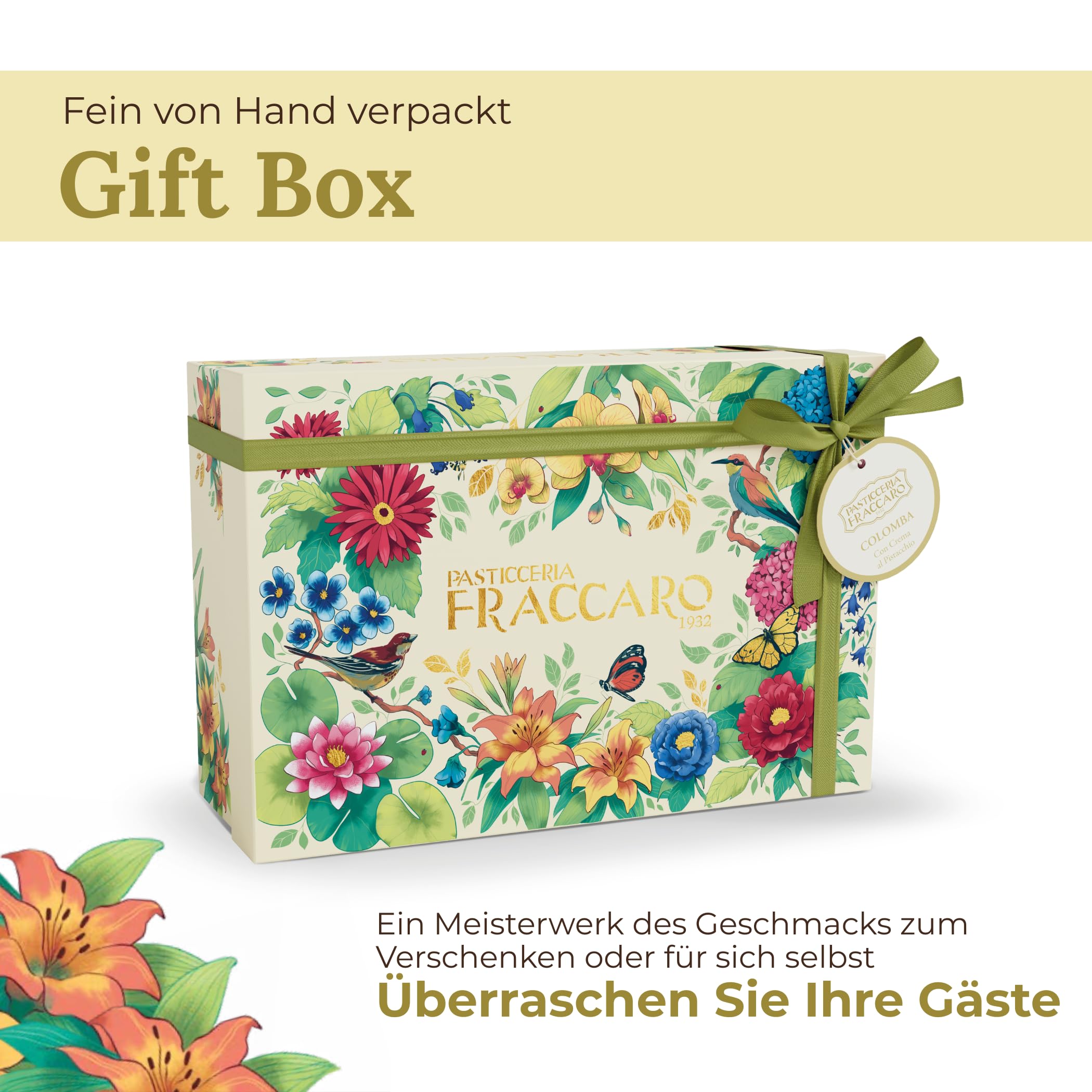Pasticceria Fraccaro 1932 Oster-Taube mit Pistazien handgefertigt 750 g