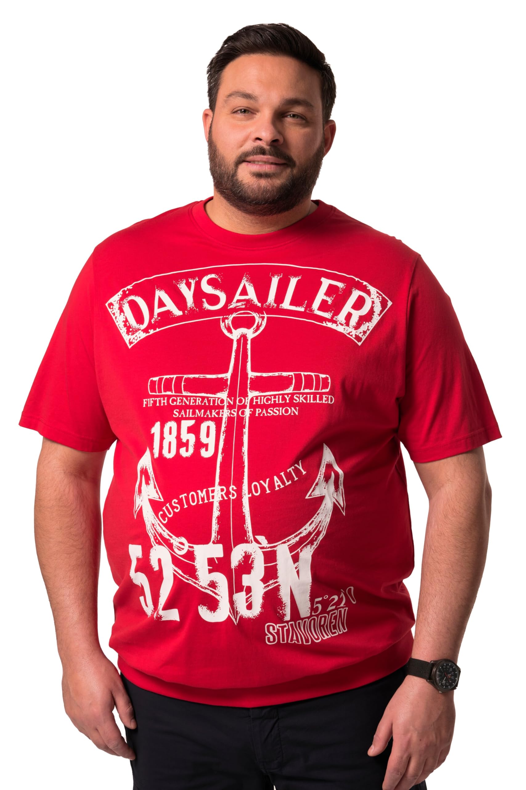 Men Plus Herren große Größen Übergrößen Menswear L-8XL T-Shirt, Halbarm, Bauchfit, Print, Rundhals 838070