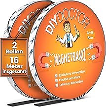 DIY Doctor Magnetband für Fliegengitter (16m) – Selbstklebende 8m + 8m A+B Polaritäts-Magnetstreifen – Zuschneidbar – Dünnes Magnetband für DIY-Projekte