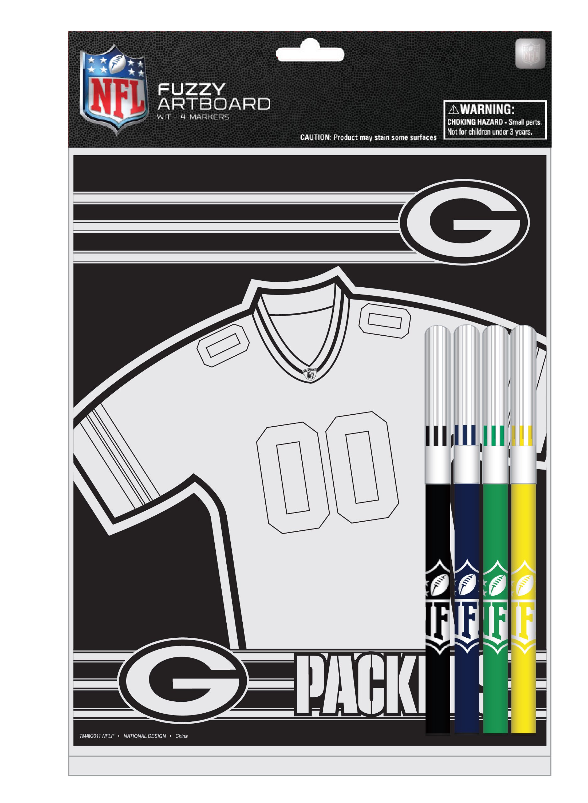 Green Bay Packers 8 x 10 Inches Fuzzy Coloring Board with Markers (12029-QUJ)