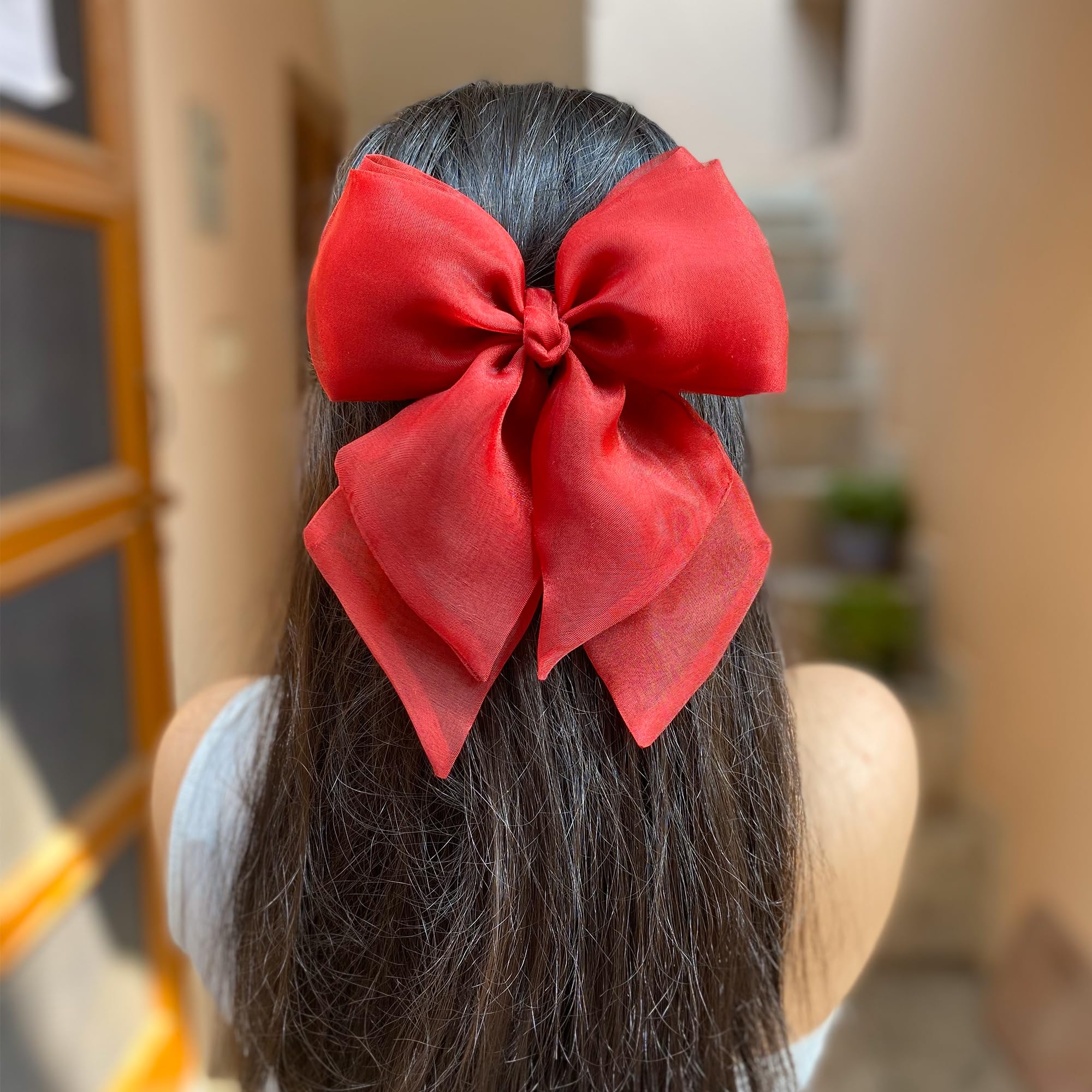 mijaatbydivya Red Large Hair Bow Clip for Girls Organza Fabric Hair Barrette Clip Hair Accessories for Women Lightweight Big Hair Bow (B0D2V9P723) Amazon Price History, Amazon Price Tracker