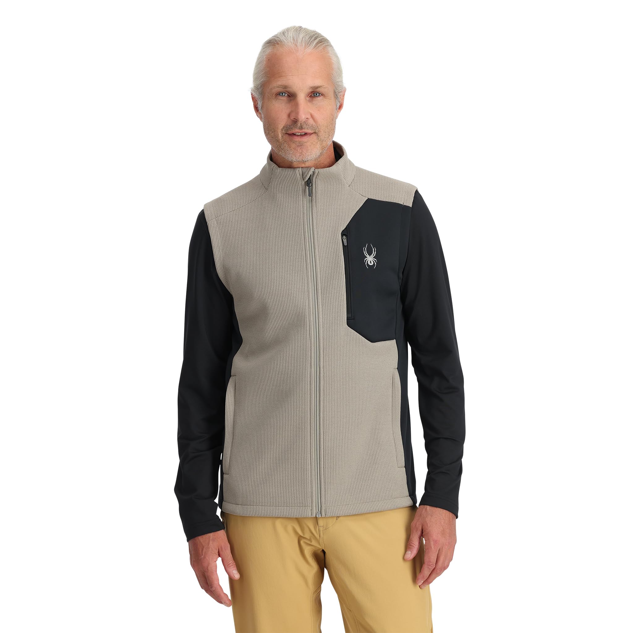 Spyder Men's Bandit Fleece Mid Layer Ski Vest, Concrete, M