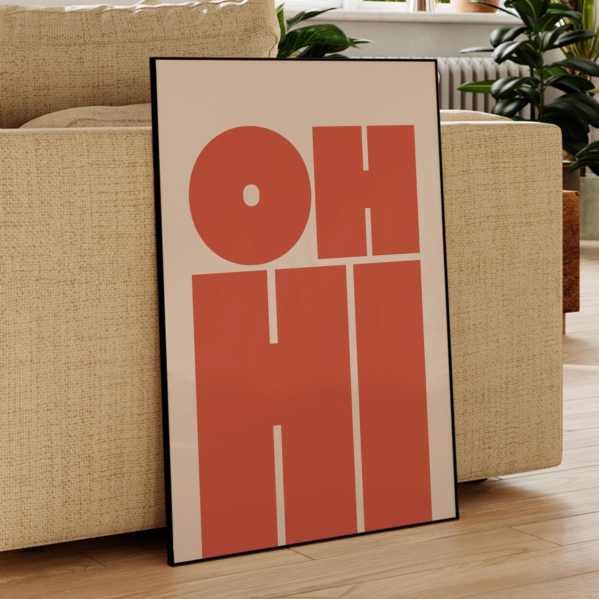 CHAOJIART Oh Hi, nowoczesny minimalistyczny powitanie druk ścienny na płótnie obraz plakat obraz do salonu, sypialni, szkoły klasy wystrój domu 60 x 90 cm bez ramki