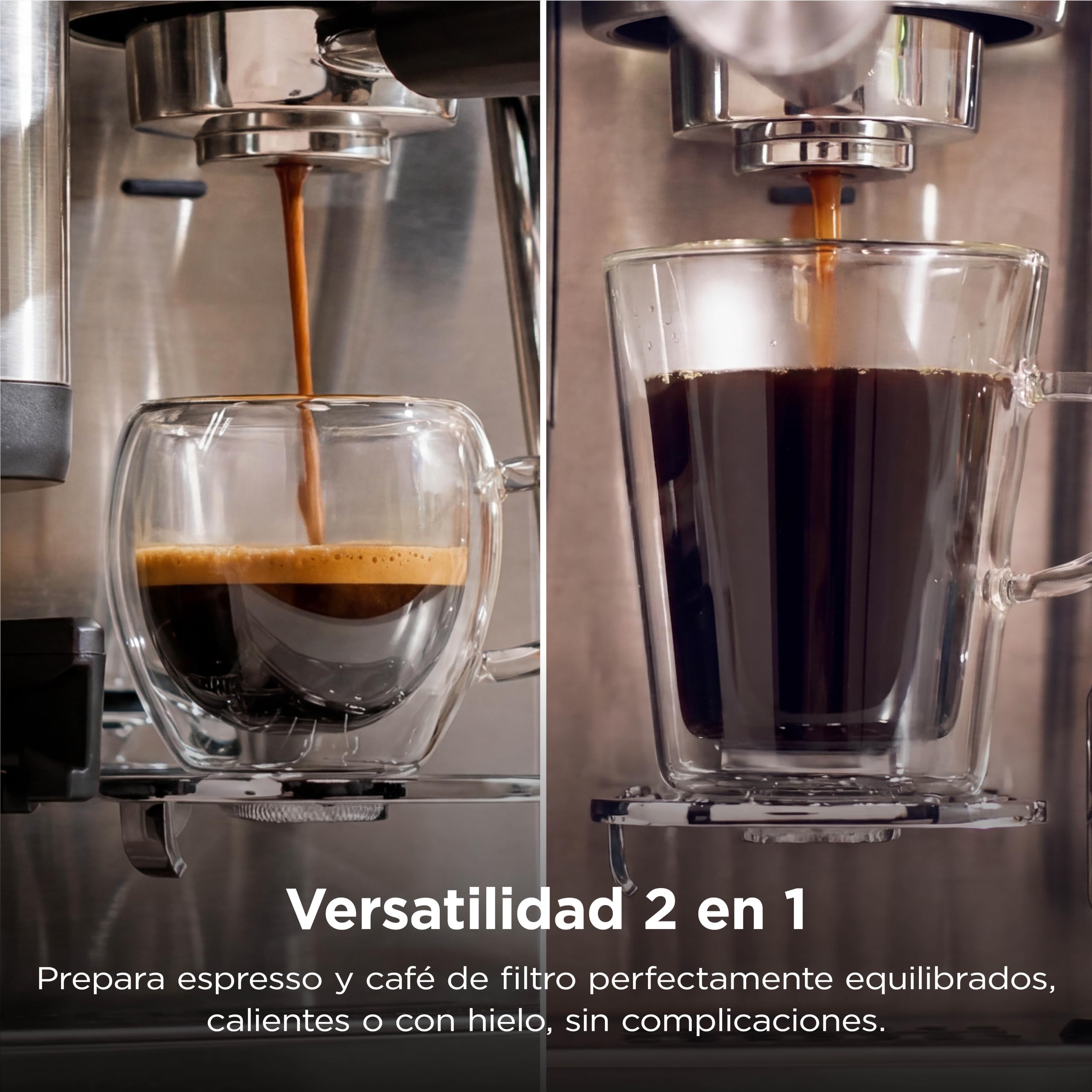 Ninja Luxe Café Mini Cafetera 2 en 1 para café de filtro y espresso con espumador automático de leche, molinillo integrado ES351EU