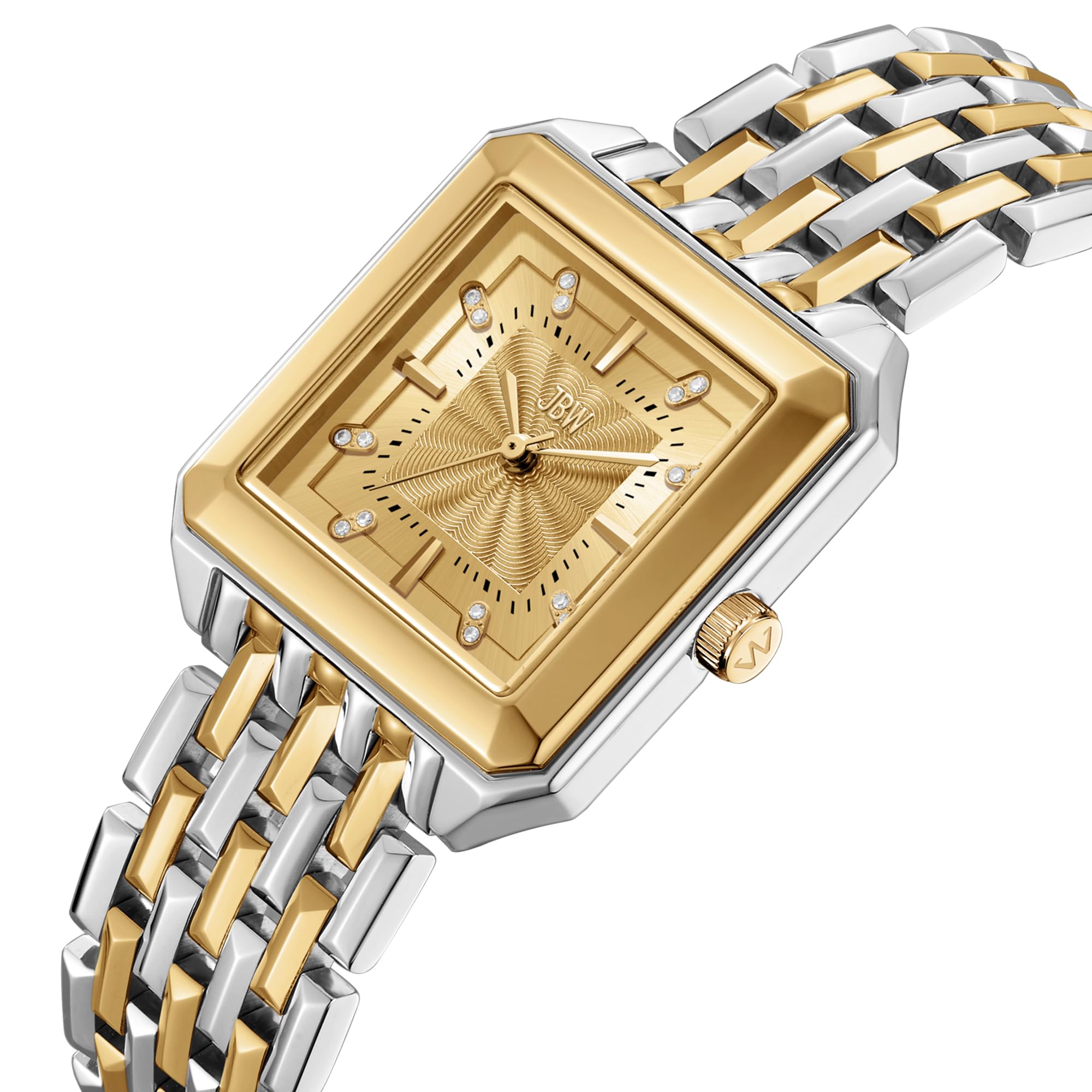 JBW Astra, orologio da donna analogico al quarzo bicolore in acciaio inox quadrato con cristalli, 29 mm