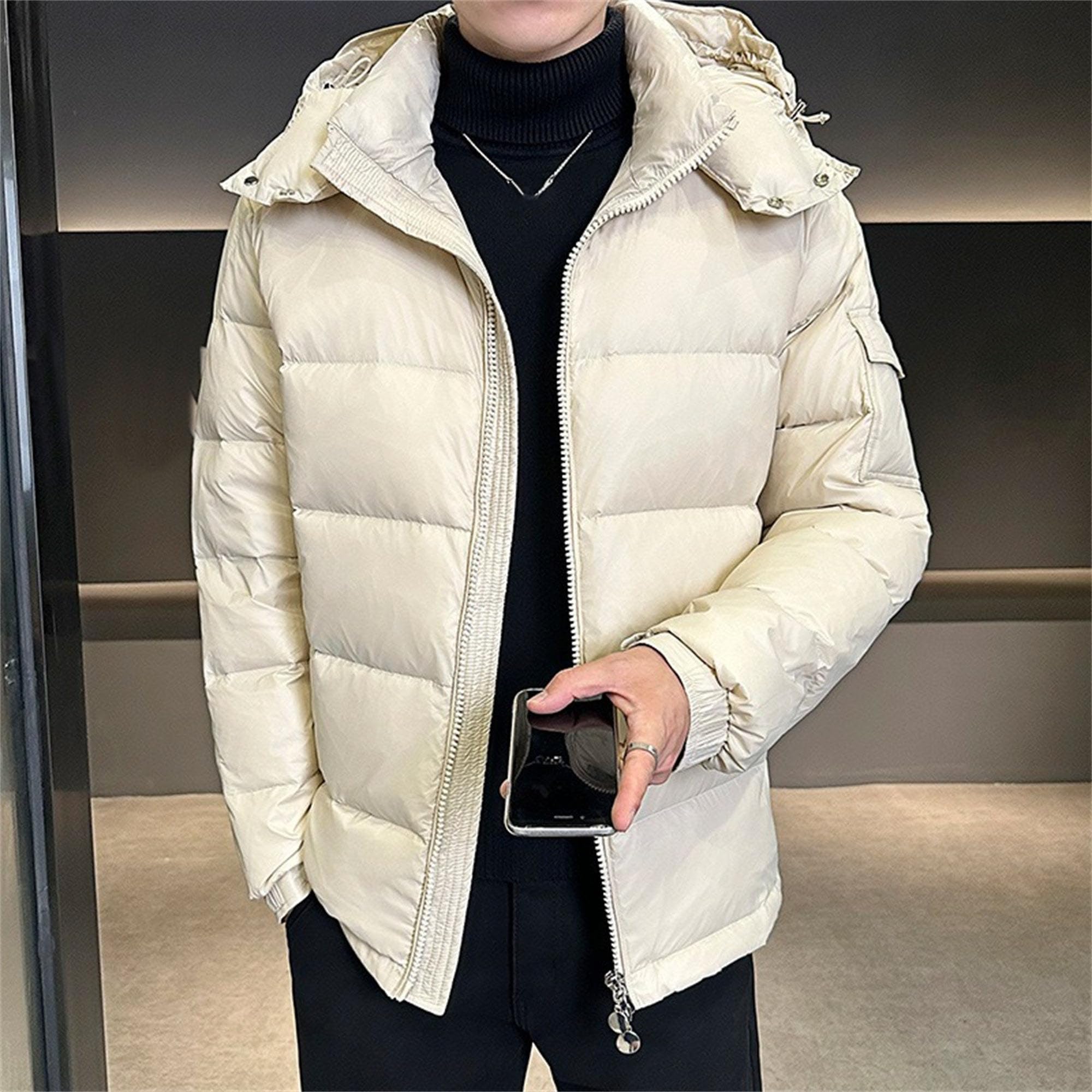 Piumino da uomo con cappuccio lucido termico da uomo impermeabile Parka Outerwear Down Coat Piumino con cappuccio da uomo