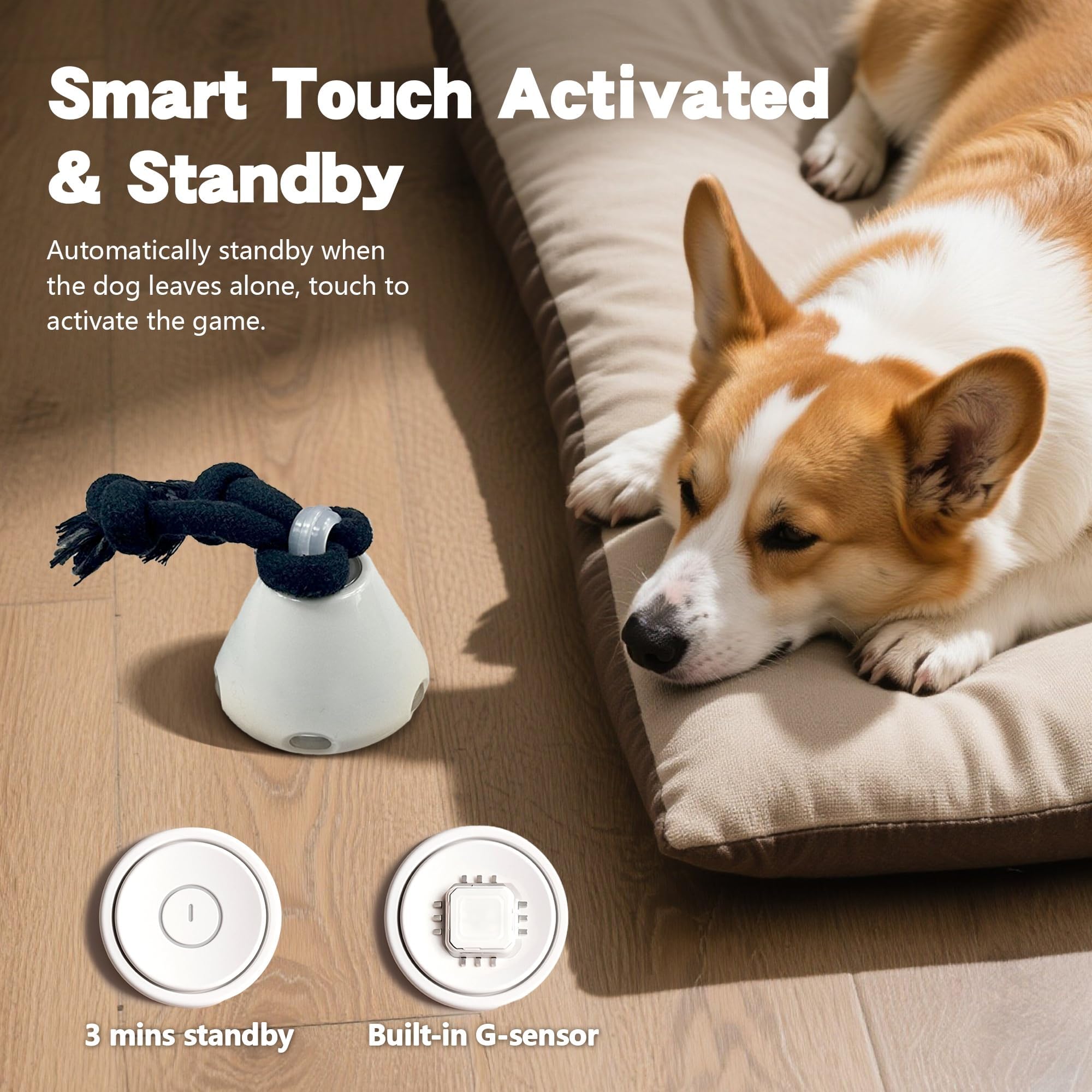 Juguete interactivo para perros con luz LED, bola rodante eléctrica recargable para perros y gatos, juego de mascotas activado por movimiento, juguete de movimiento activo para diversión atractiva