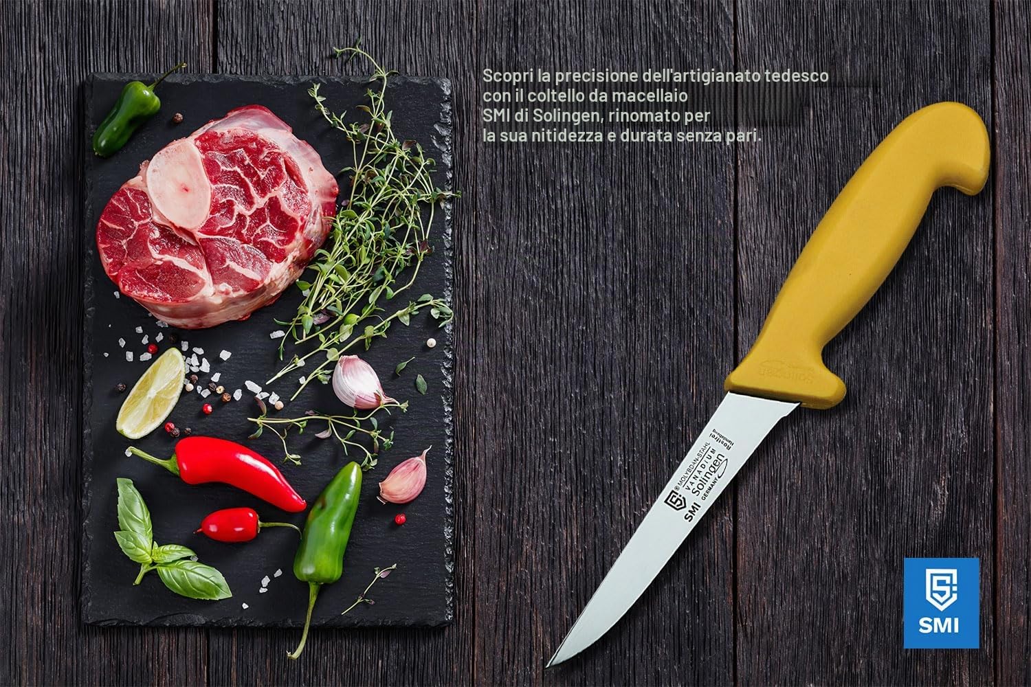 SMI - 3 Solingen Coltelli per disossare set, Coltelli da macellaio, Coltello da carne, Coltello da cuoco, Coltello da cucina - Made in Germany