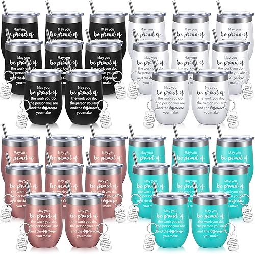 Miniatura 8 de Inbagi Regalos de agradecimiento de 12 onzas, vaso de vino para graduación, profesor, estudiante, mamá, empleado, taza de agradecimiento con texto