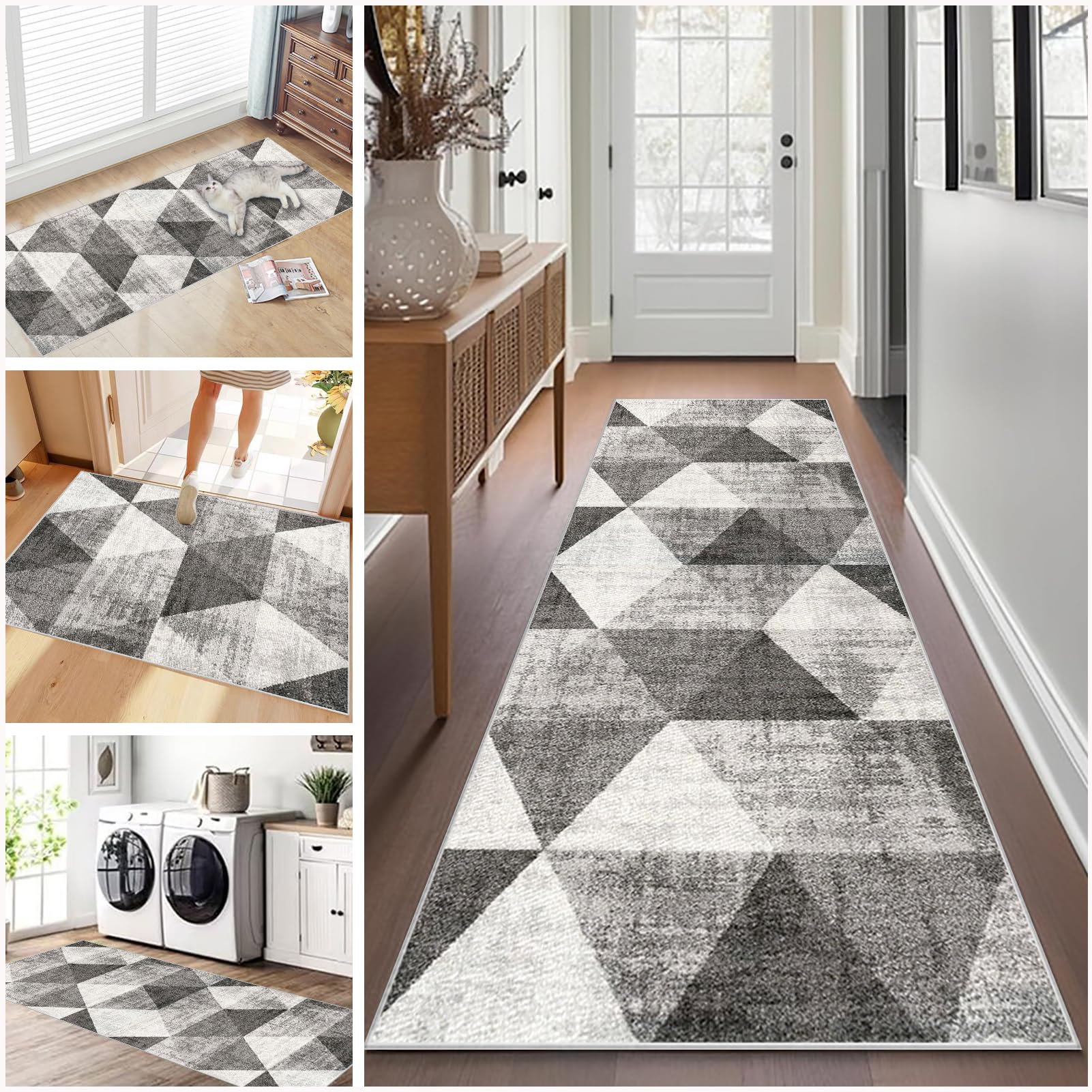 Long Hallway Runner Rug Non Slip 40 x 250 cm Washable Carpet Runners for Kitchen Runner Rugs for Hallway Entryway Indoor Door Mat Carpet Floor Mat Hall Runner Narrow Rug Runner for Hallway, Kitchen