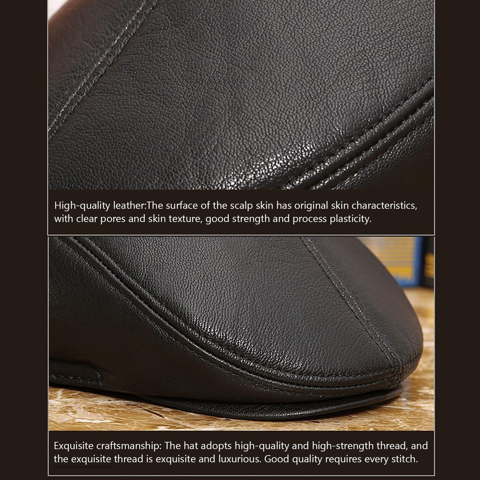 Sombreros de invierno, Hombres Capera de cuero Bereet Sheepskin Newsboy Cap Cap Golf Hat