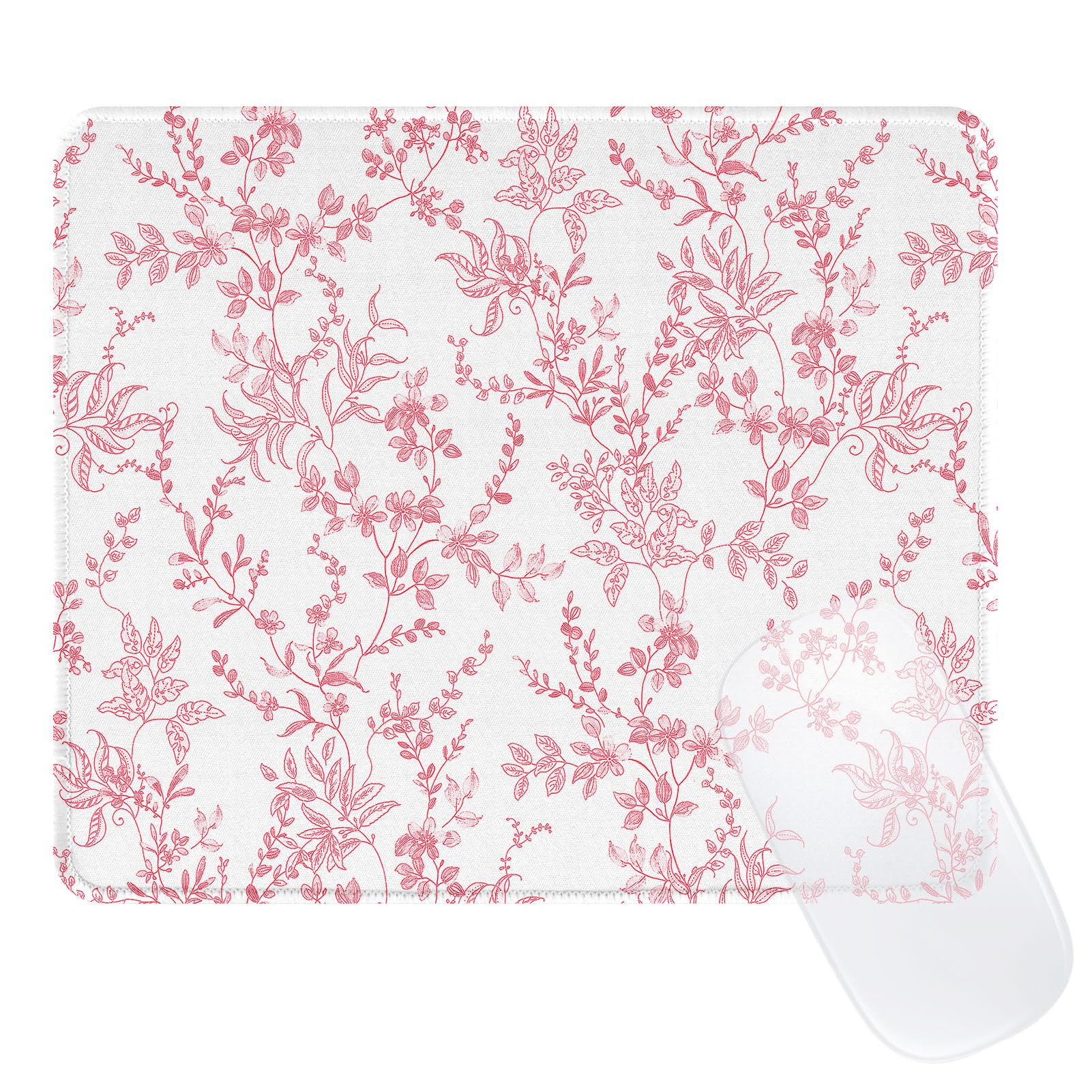 Elegant Pink Flowers Mouse Pad, Waterproof Aesthetics Floral Mouse Pads Design, Non-Slip Rubber Base Computer Simple Funny Mousepad,Small Mouse Mat Desk Accessories Office Supplies