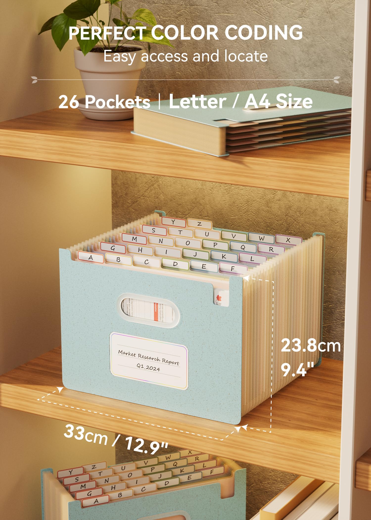 EcoStash Accordion File Organiser, 26 Pockets A4 Wheat Straw Expanding File Folders, Monthly Filling Document Organiser - Image 4