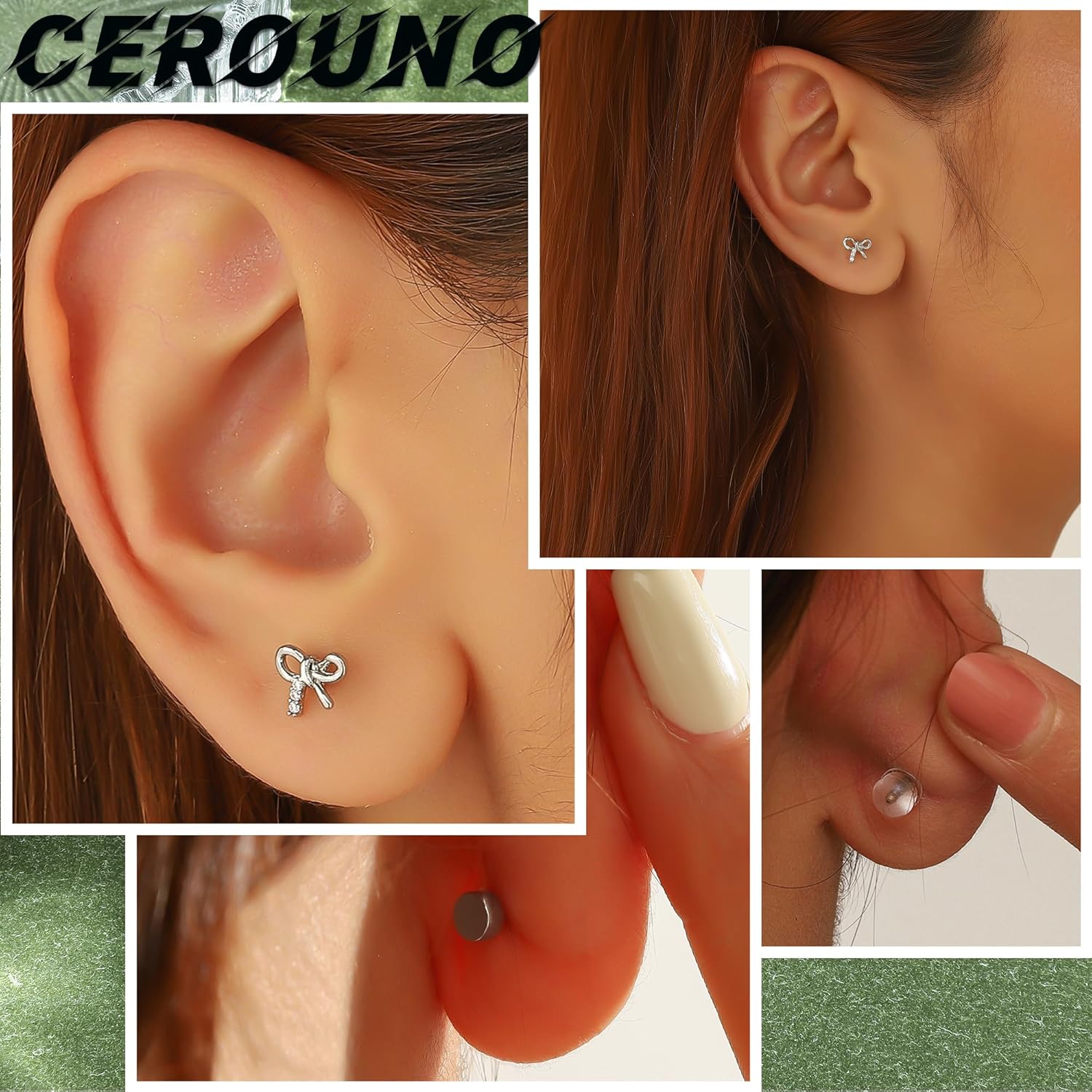 CEROUNO Flat Back Stud Earrings - 925 Sterling Silver Post Flatback Earrings Gold Silver Cubic Zirconia Earrings Studs for Women - Image 2