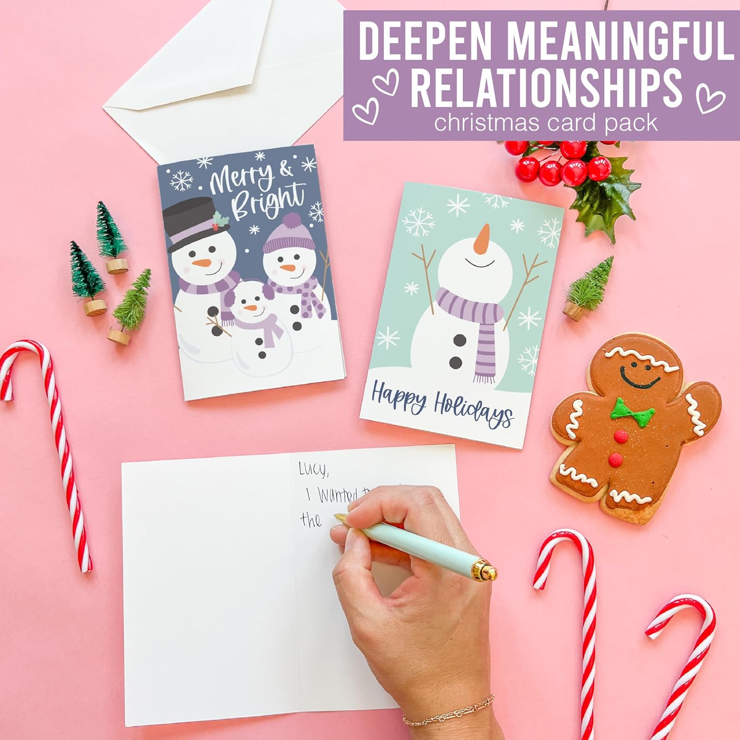 Hadley Designs Blank Christmas Cards With Envelopes - 24 Winter Holiday Cards With Envelopes, Business Happy Holidays Card Bulk, Snowman Seasons Greeting Card for Family & Friends, Designed in USA - Image 8