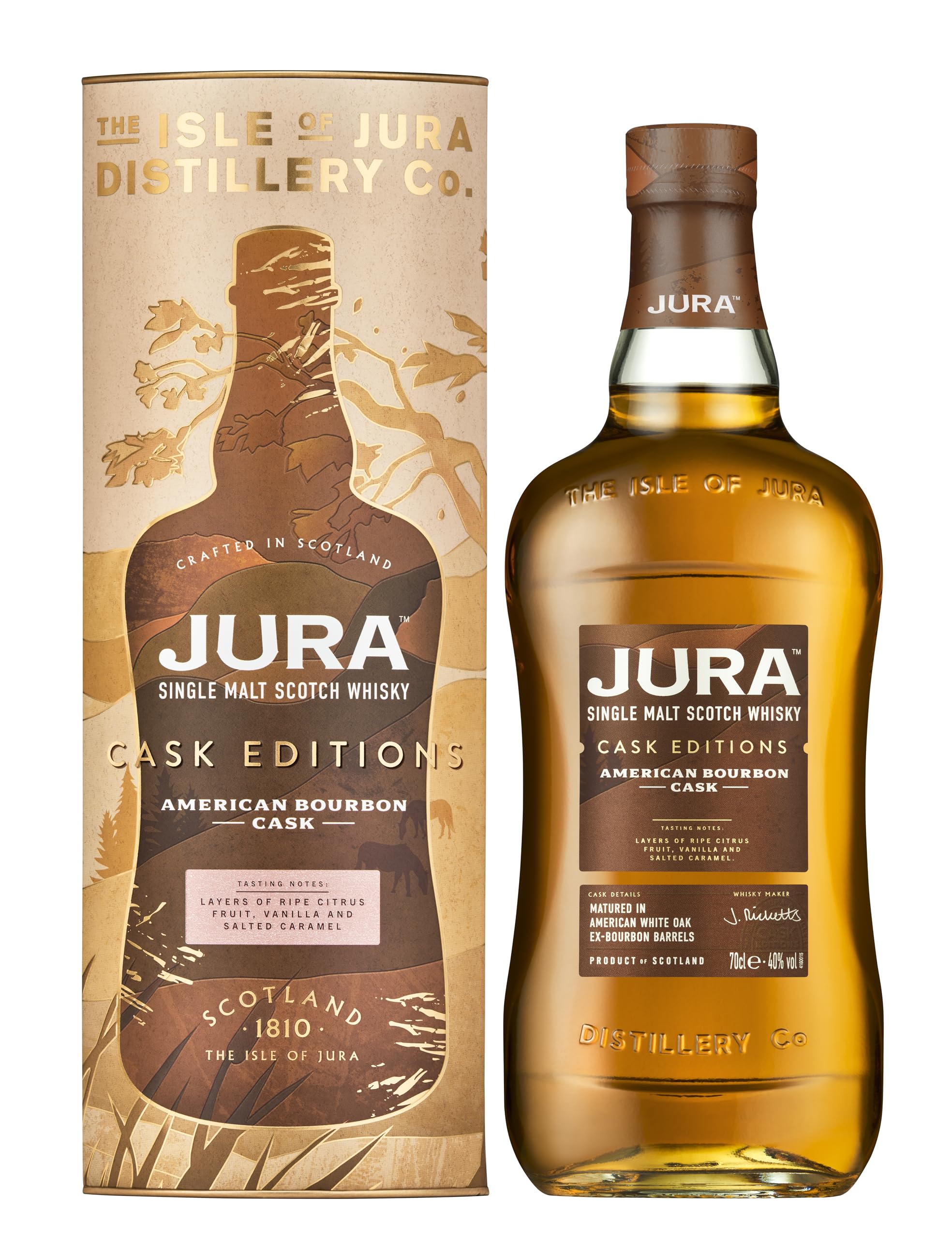 Jura Bourbon Cask Single Malt Scotch Whisky 70cl | Fruity and Balanced 40% vol | More than a Whisky, made by a Scottish Island Community | A Fresh, Fruity Single Malt