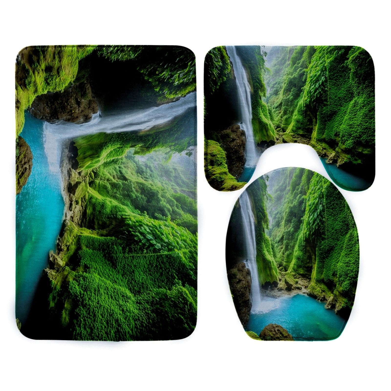 Tapis de bain antidérapant cascade verte pour sécuriser et sécher vos sols