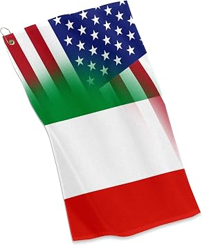 ExpressItBest Golf/Sports Towel - Flag of Italy & USA - Italian, Italia