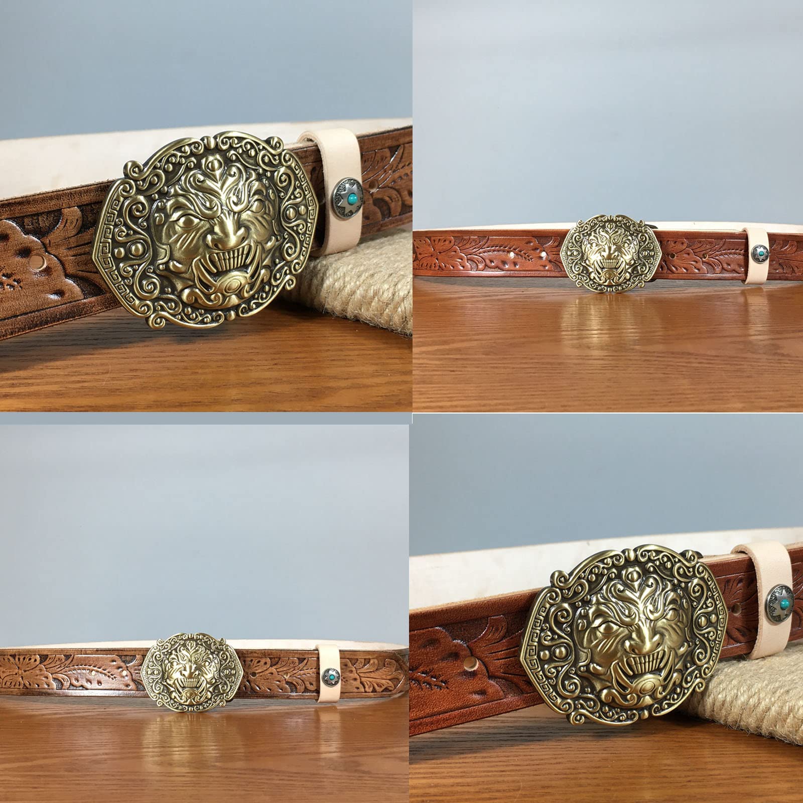 Cinture Da Uomo,Cinture Casual Da Donna Fibbia A Leone Cinture in Pelle Screpolata Con Diamanti Multi Occasione