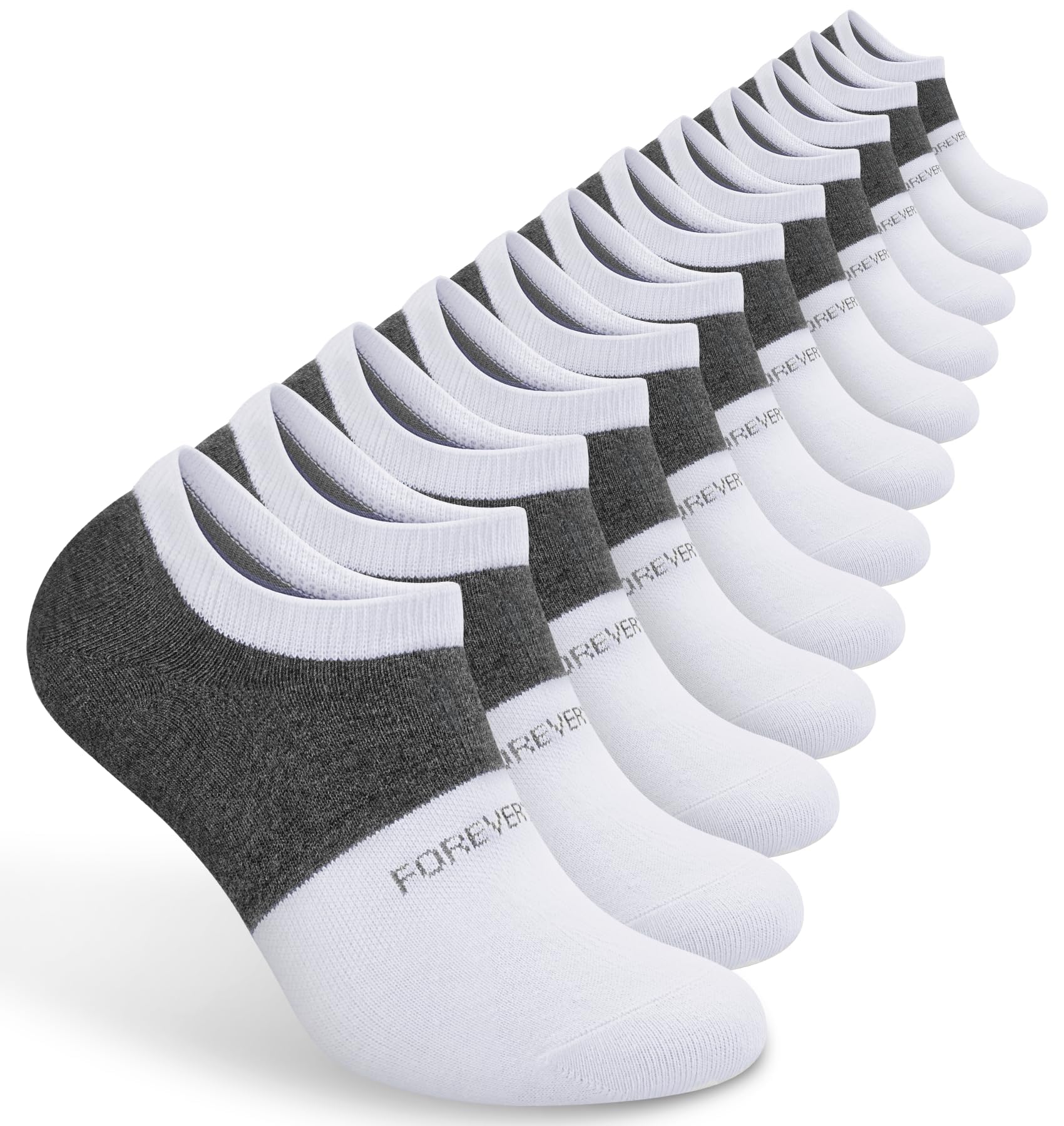 YSense Mens No Show Socks Cotton Invisible Low Cut Ankle Socks 6-10/11-13 with Non Slip Grips 6 Pairs
