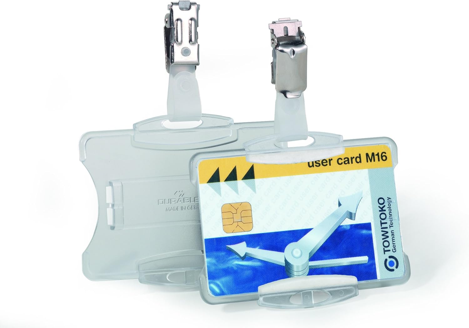 Durable Open Face style ID Badge Holders with Strap Clip, Horizontal Or Vertical Orientation, 2-3/4 x 3-5/8 Inches, Clear, Pack of 25 (811819)